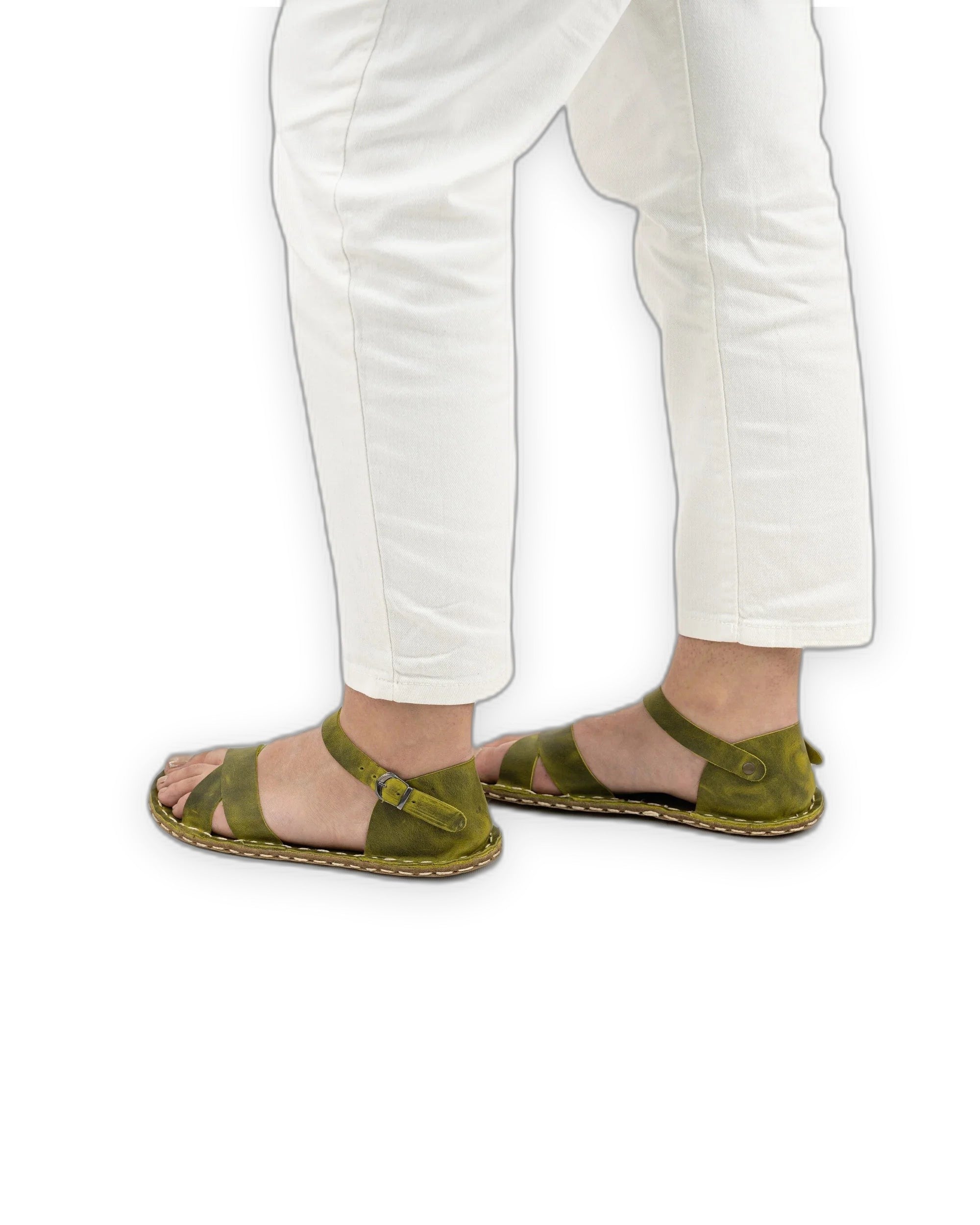 Pair Yellow Barefoot Sandal - Barefoot Wide Toe Calf Leather | Bespoky