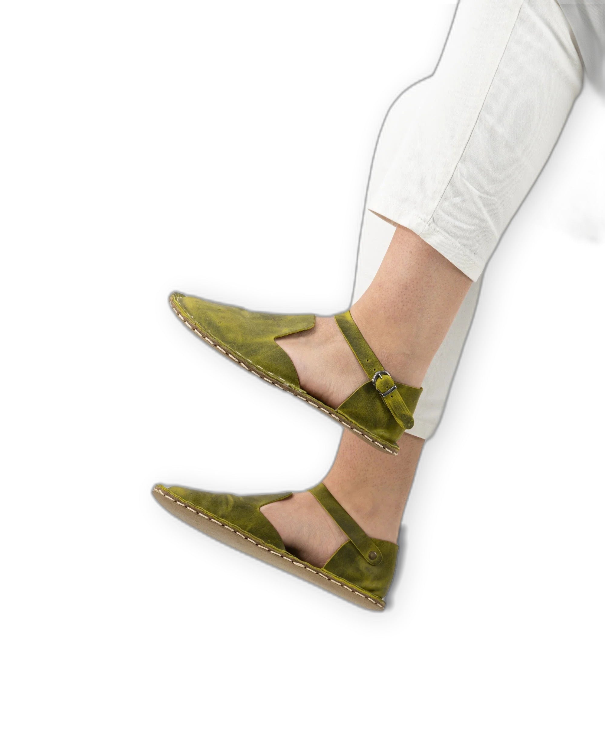 Top view Yellow Barefoot Sandal - Handcrafted Calf Leather | Bespoky