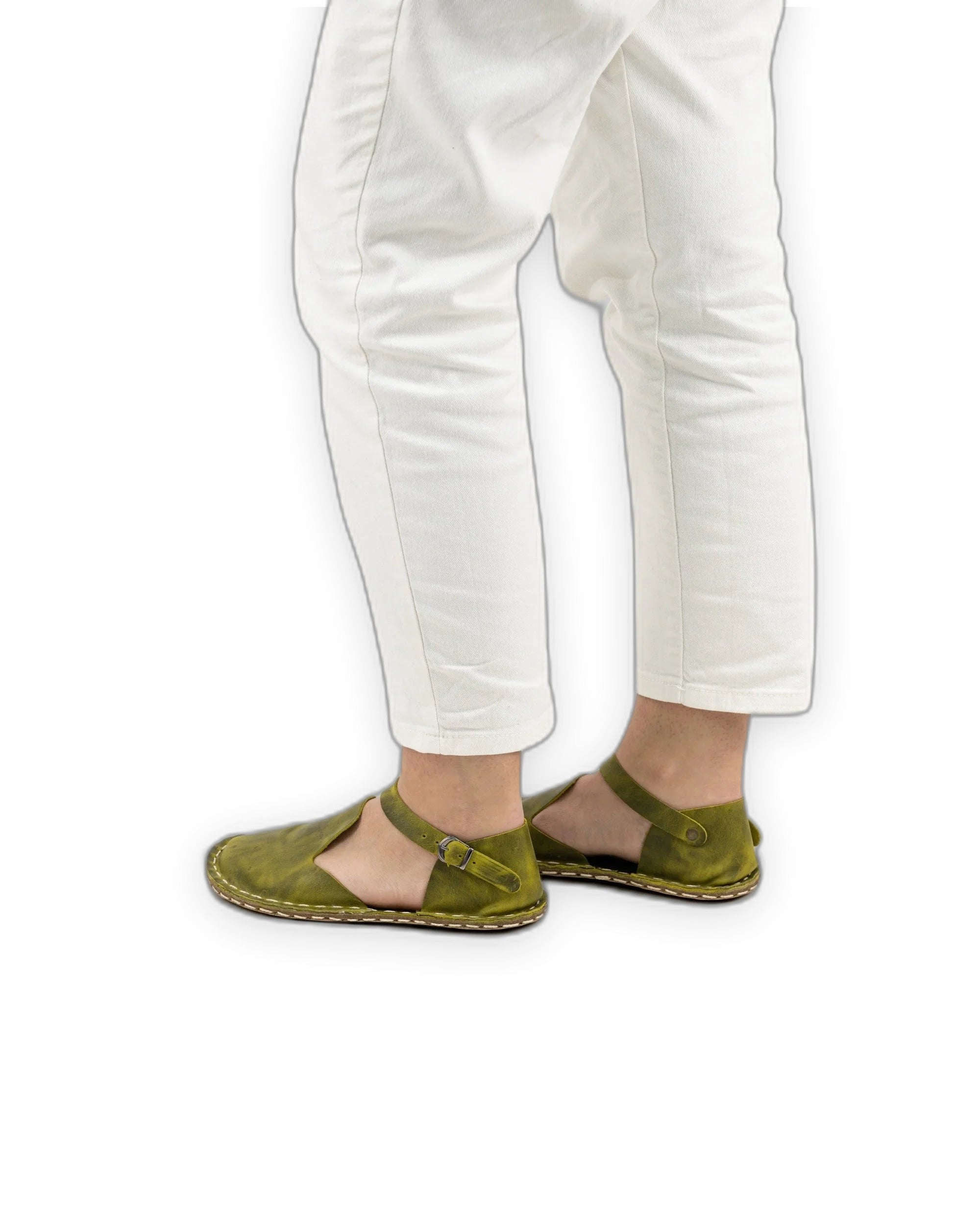 Pair Yellow Barefoot Sandal - Barefoot Wide Toe Calf Leather | Bespoky