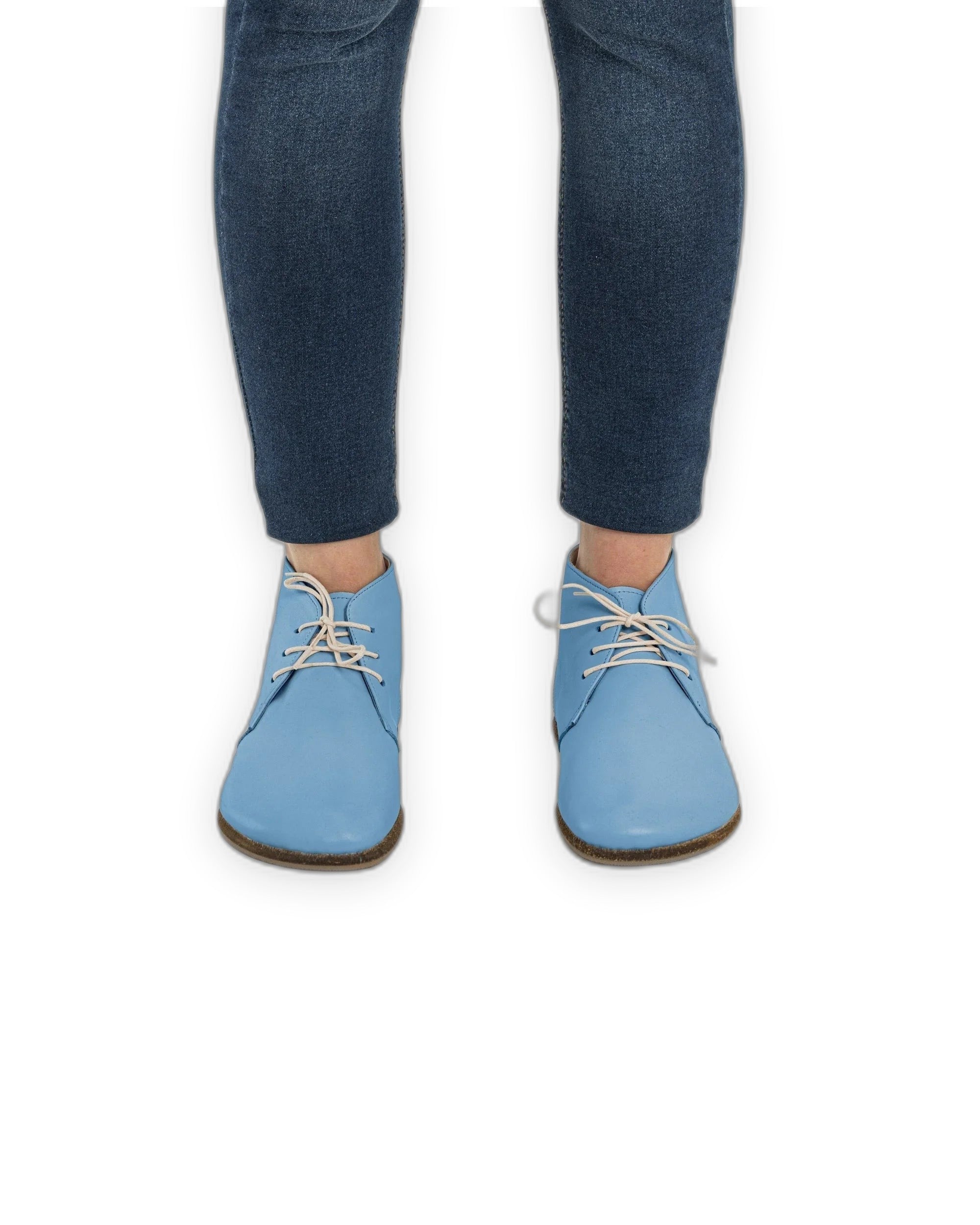 Pair Baby Blue Ankle Boots - Barefoot Wide Toe Calf Leather | Bespoky
