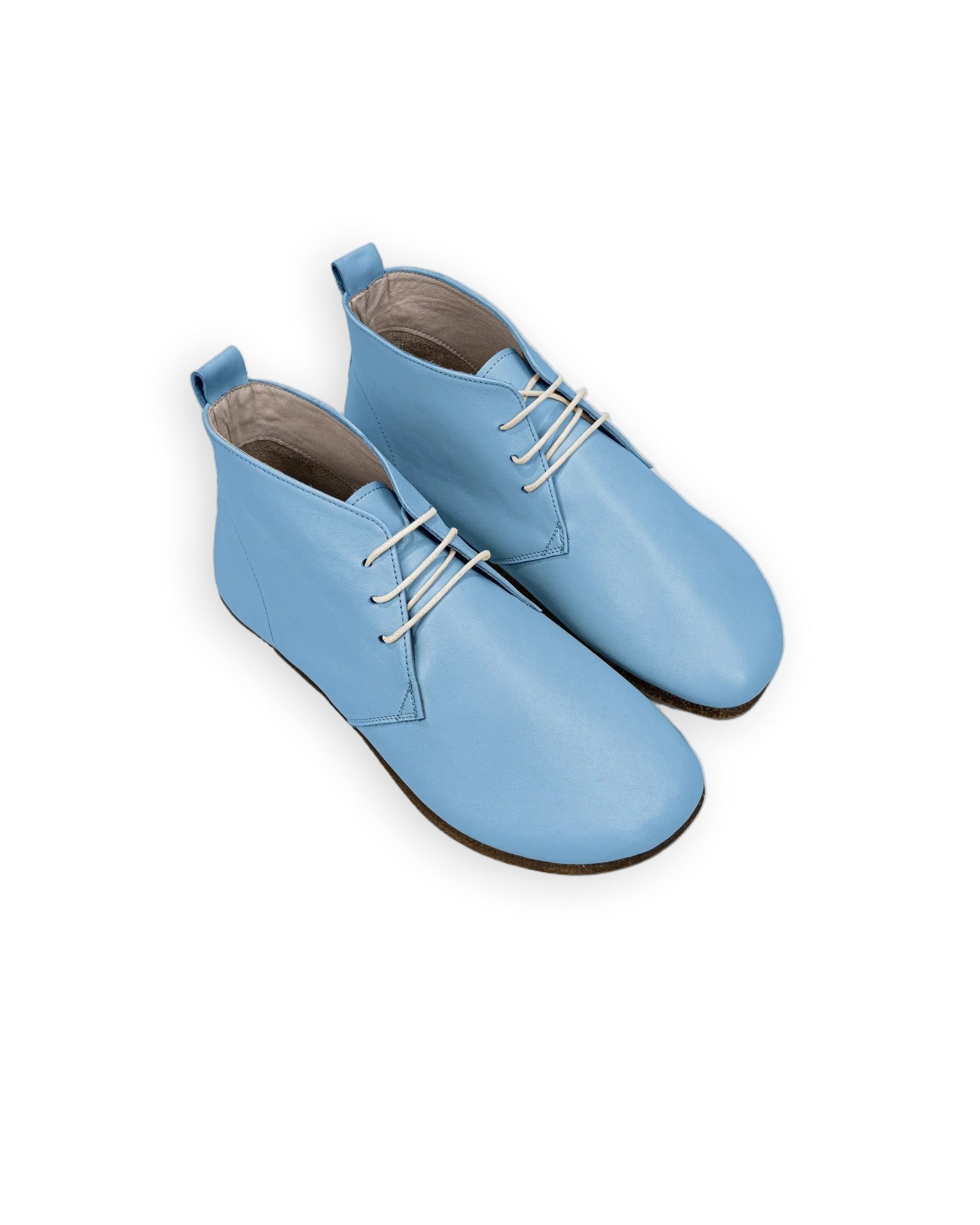 Men's Baby Blue Ankle Boots - Handcrafted Calf Leather Wide Toe Box | Bespoky