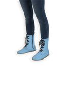 Barefoot Ankle Boots Men Baby Blue | Calf Leather Wide Toe