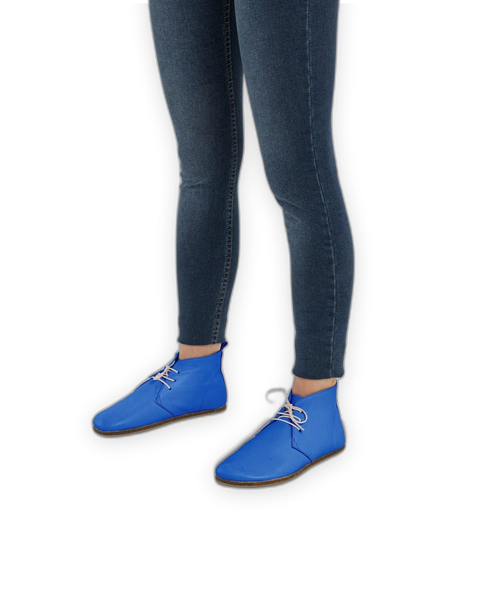 Back view Blue Ankle Boots - Calf Leather Handcrafted | Bespoky