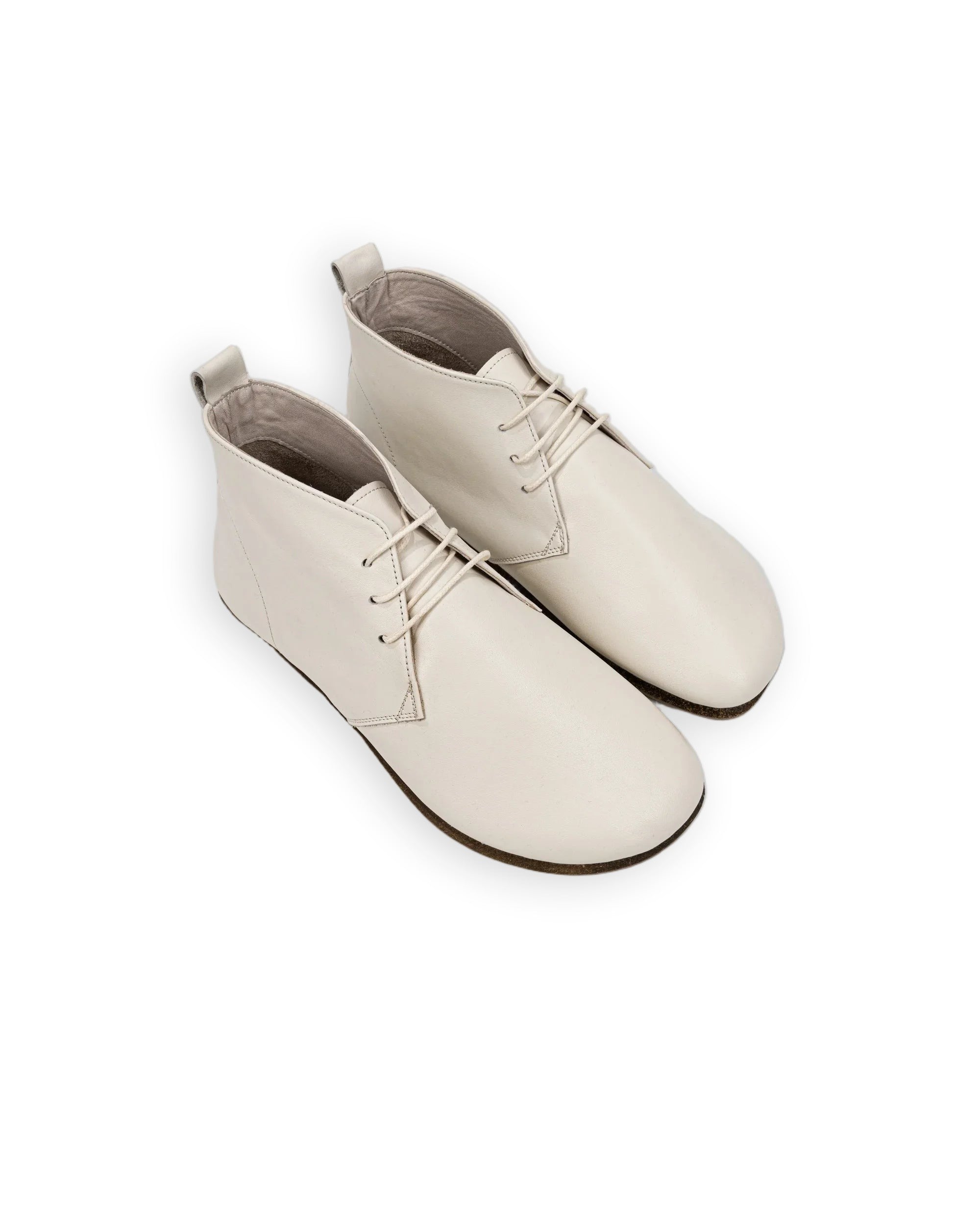 Men's Cream Ankle Boots - Handcrafted Calf Leather Wide Toe Box | Bespoky