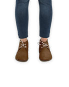 Pair Dark Tan Ankle Boots - Barefoot Wide Toe Calf Leather | Bespoky