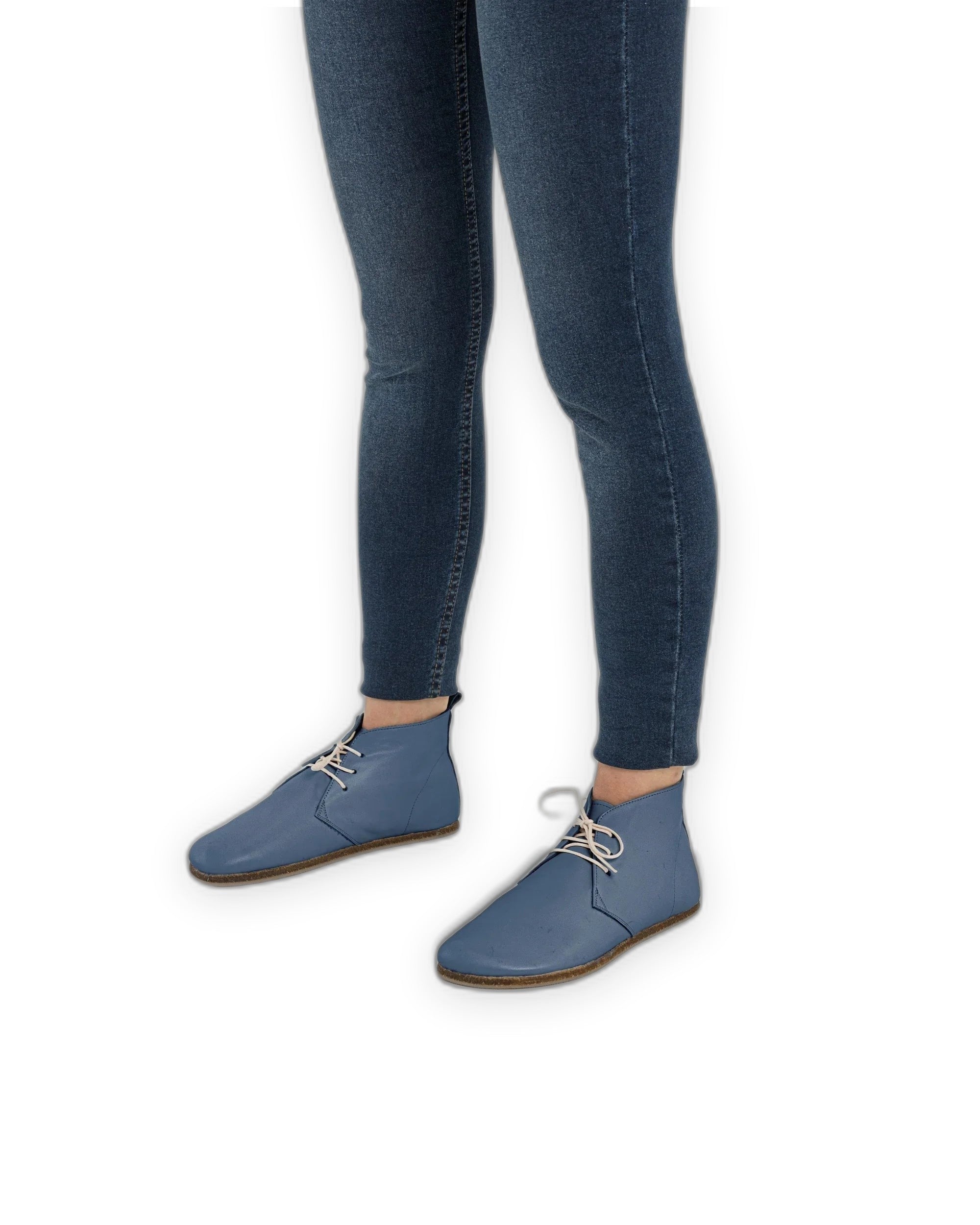 Pair Jean Blue Ankle Boots - Barefoot Wide Toe Calf Leather | Bespoky