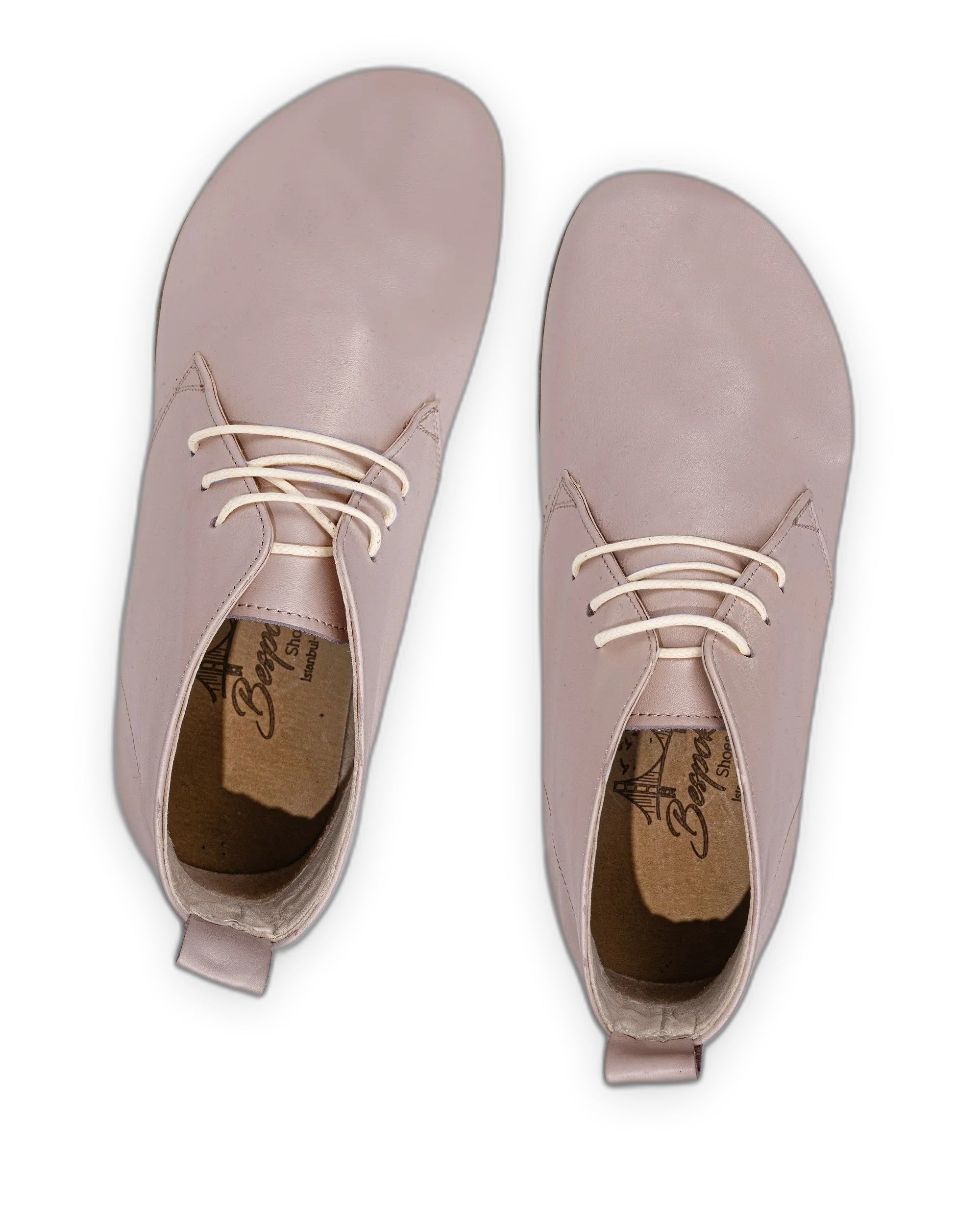 Pair Pink Ankle Boots - Barefoot Wide Toe Calf Leather | Bespoky
