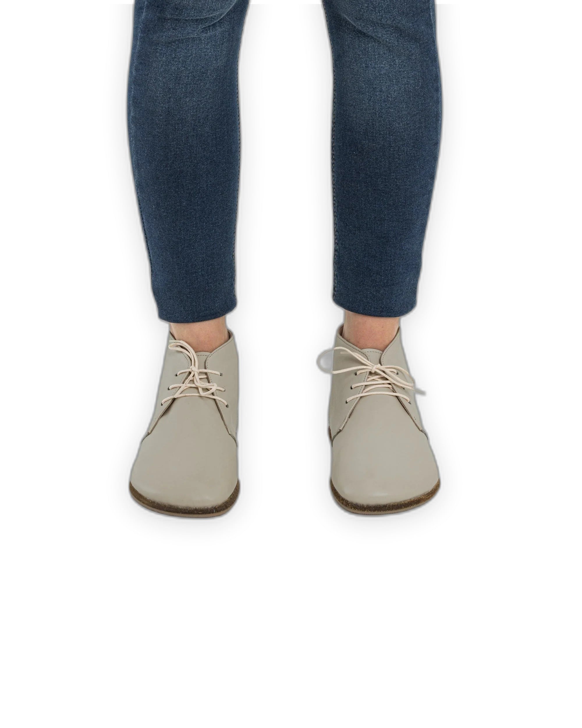 Side view Lucas Beige Ankle Boots - Calf Leather Zero Drop | Bespoky