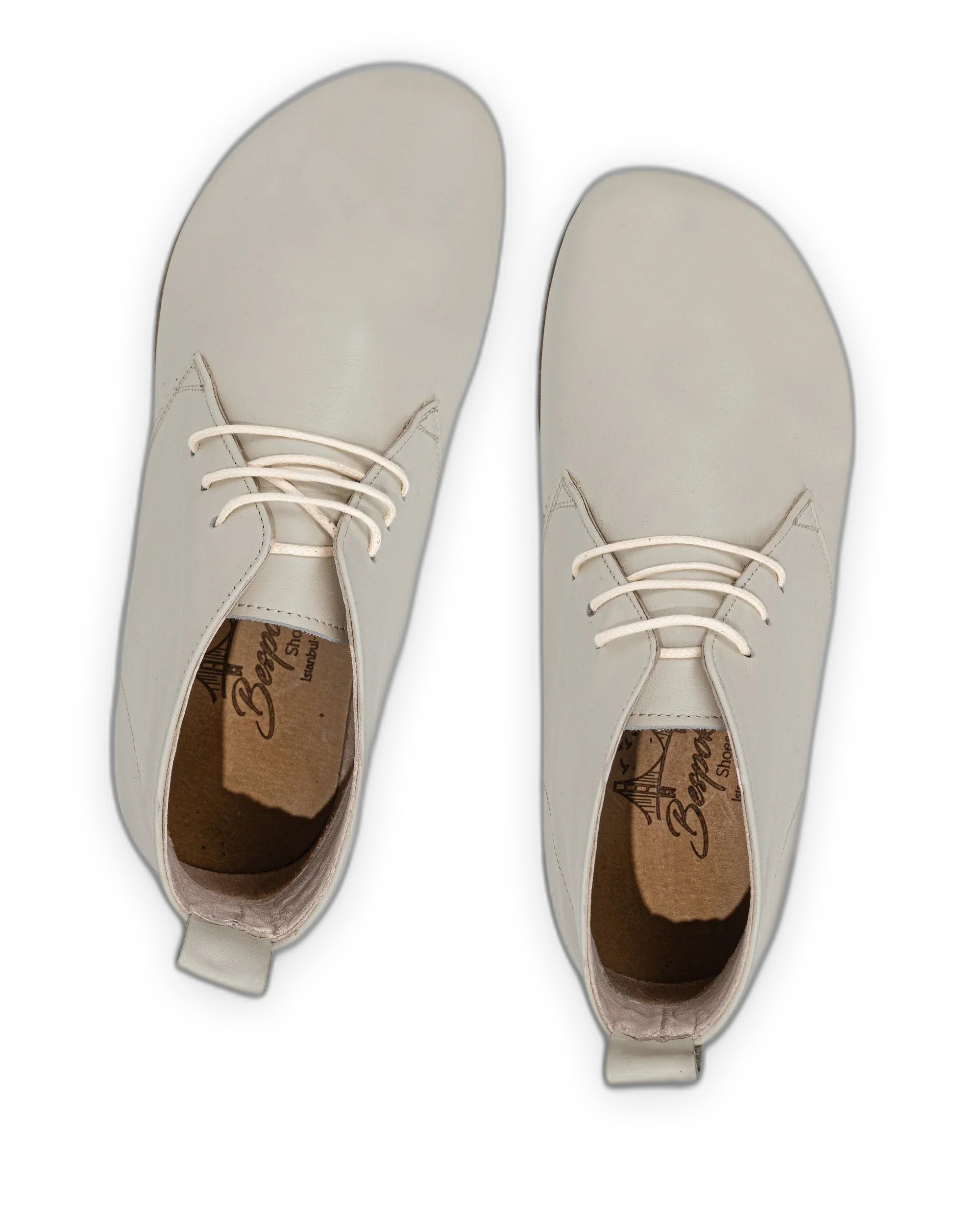 Pair Lucas Beige Ankle Boots - Barefoot Wide Toe Calf Leather | Bespoky