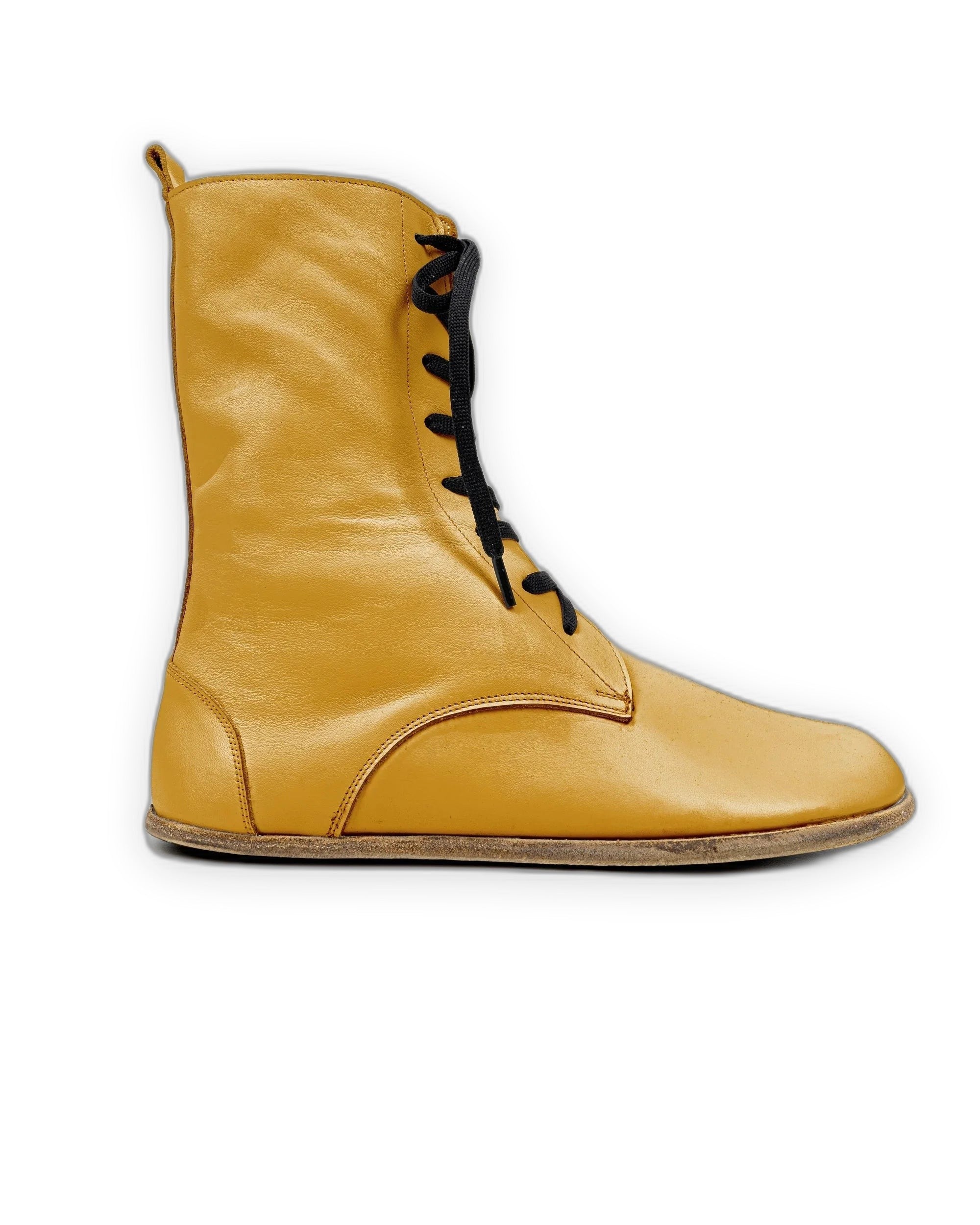 Side view Mustard Barefoot Boot - Calf Leather Zero Drop | Bespoky