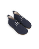 Men's Navy Nubuck Ankle Boots - Handcrafted Calf Leather Wide Toe Box | Bespoky