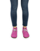 Pair Pink Nubuck Ankle Boots - Barefoot Wide Toe Calf Leather | Bespoky