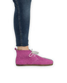 Close-up calf leather - Pink Nubuck Ankle Boots Detail | Bespoky