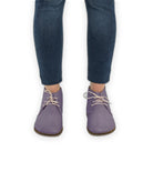 Pair Purple Ankle Boots - Barefoot Wide Toe Calf Leather | Bespoky