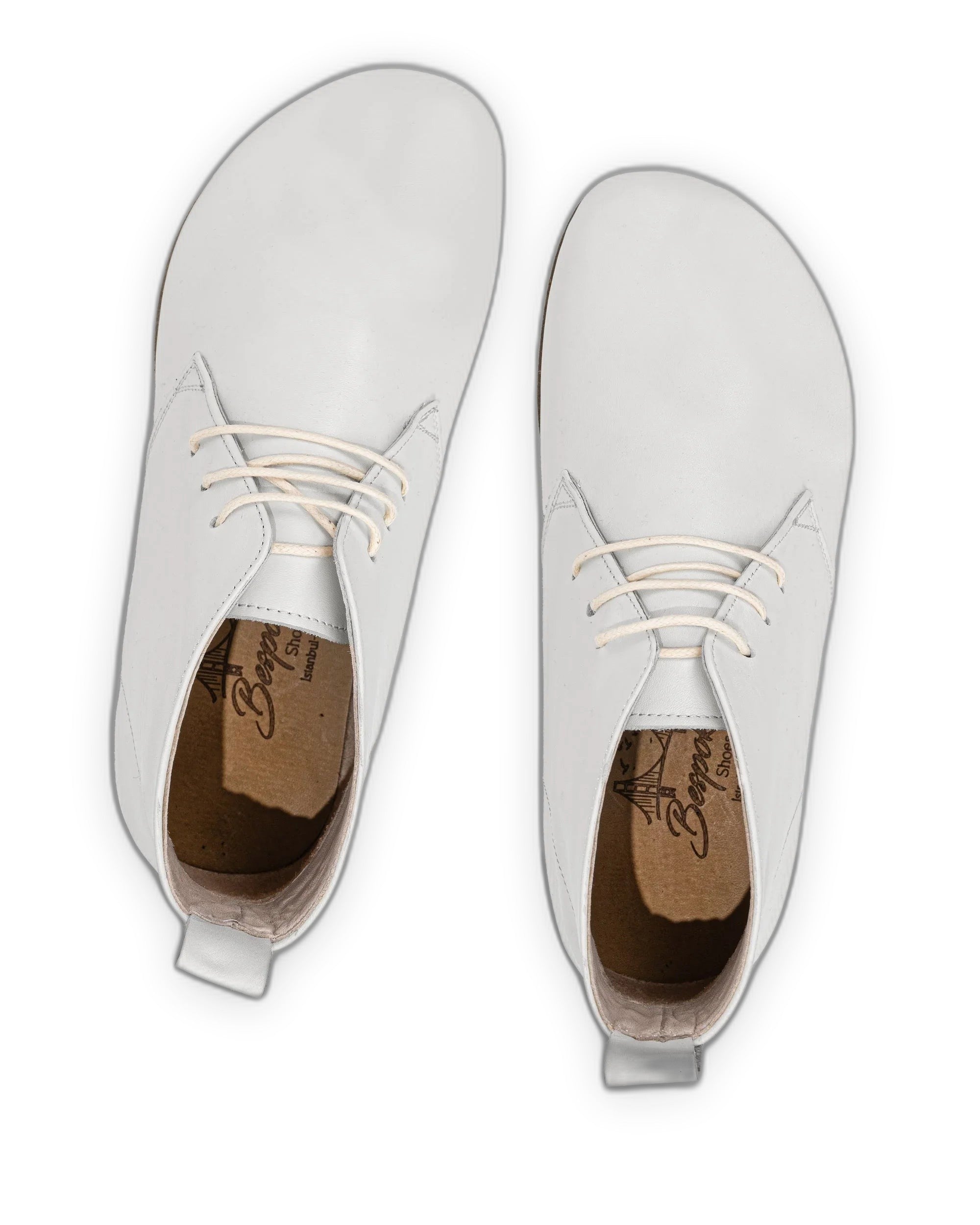 Side view White Ankle Boots - Calf Leather Zero Drop | Bespoky