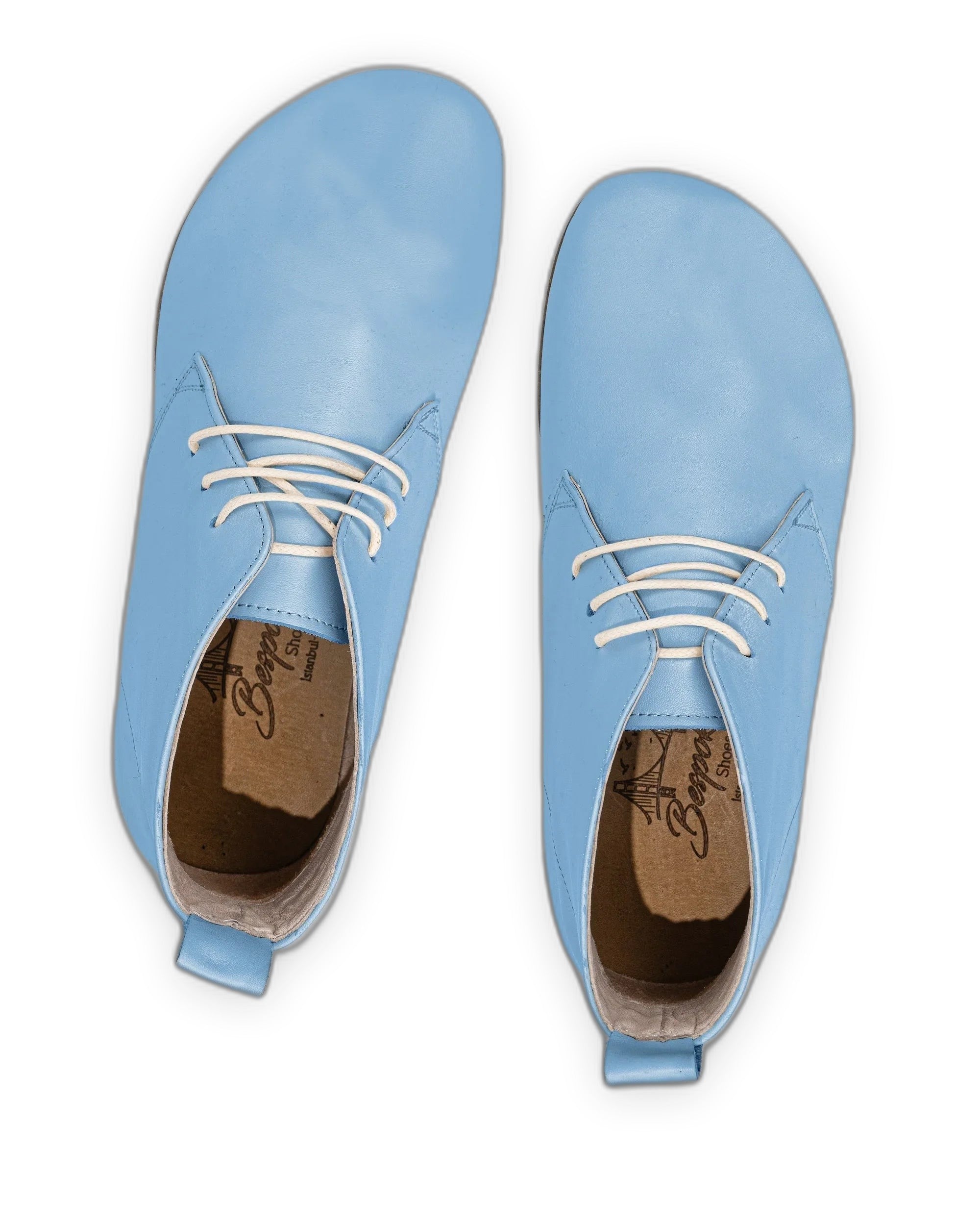 Side view Baby Blue Ankle Boots - Calf Leather Zero Drop | Bespoky