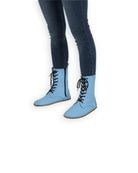 Women's Baby Blue Barefoot Boot - Handcrafted Calf Leather Wide Toe Box | Bespoky