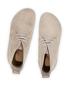 Side view Beige Nubuck Ankle Boots - Calf Leather Zero Drop | Bespoky