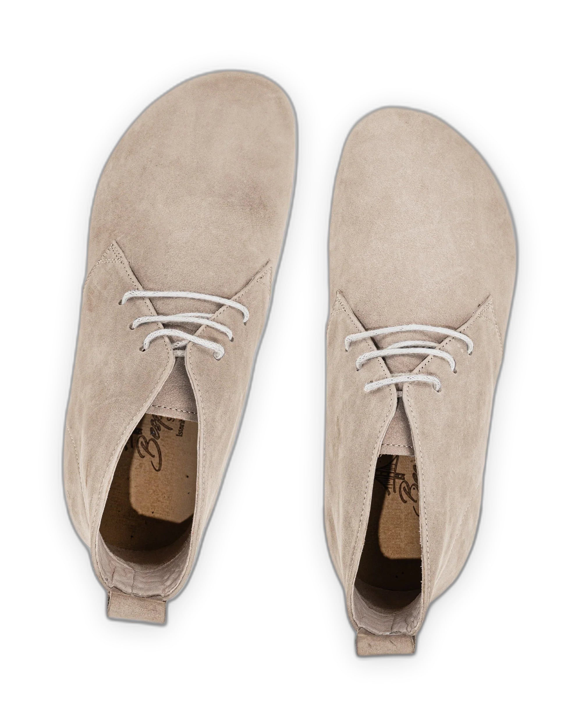 Side view Beige Nubuck Ankle Boots - Calf Leather Zero Drop | Bespoky