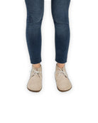 Pair Beige Nubuck Ankle Boots - Barefoot Wide Toe Calf Leather | Bespoky