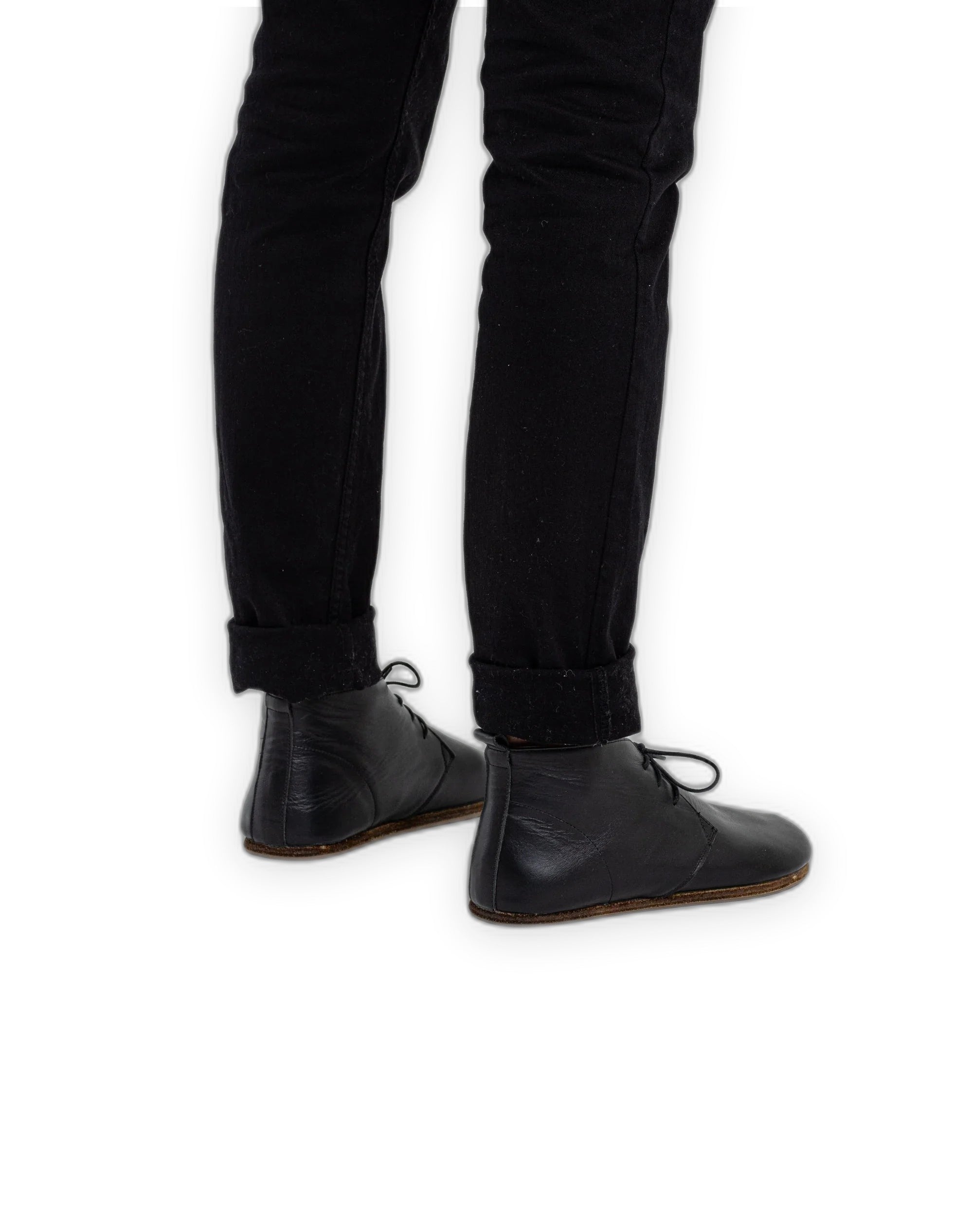 Pair Black Ankle Boots - Barefoot Wide Toe Calf Leather | Bespoky