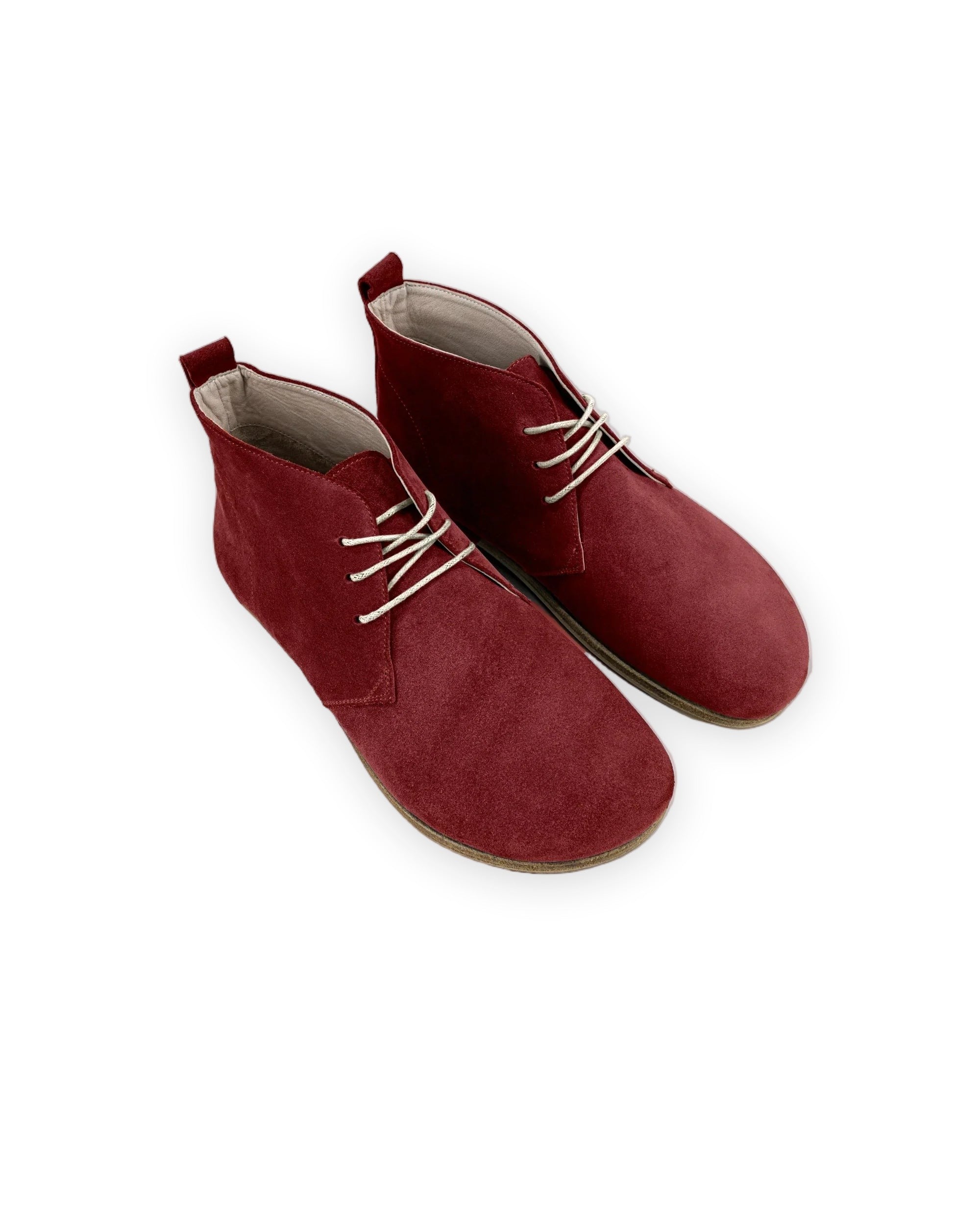 Women's Burgundy Suede Ankle Boots - Handcrafted Calf Leather Wide Toe Box | Bespoky
