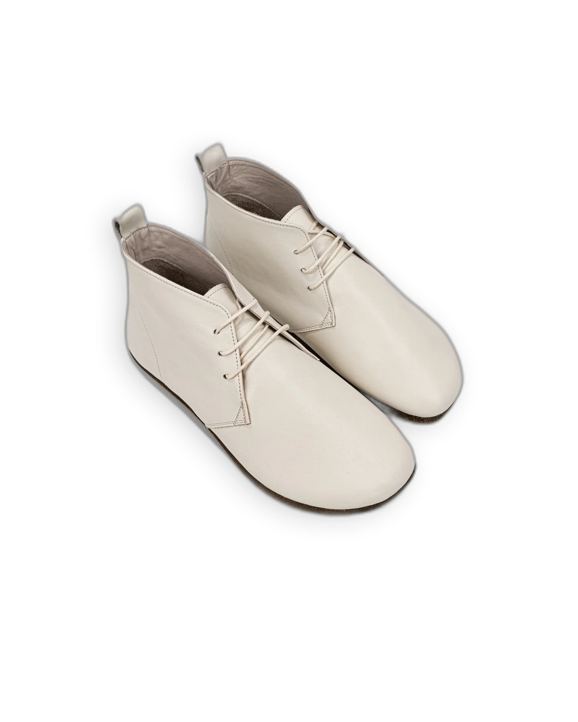 Women's Cream Ankle Boots - Handcrafted Calf Leather Wide Toe Box | Bespoky