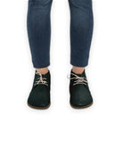 Pair Dark Green Ankle Boots - Barefoot Wide Toe Calf Leather | Bespoky