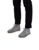Pair Grey Suede Ankle Boots - Barefoot Wide Toe Calf Leather | Bespoky