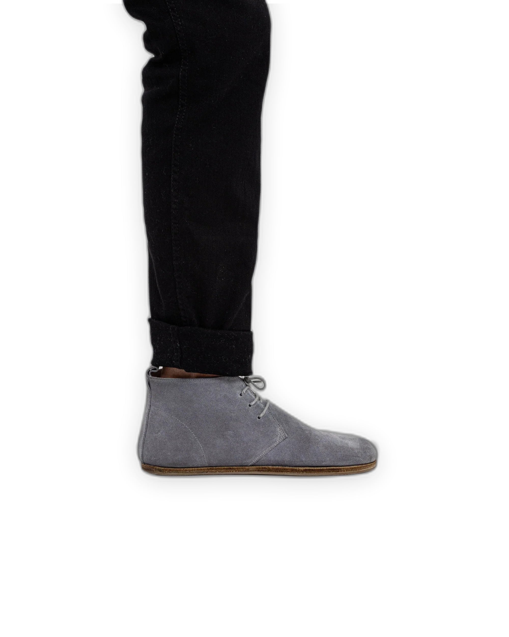 Sole detail Grey Suede Ankle Boots - Zero Drop Calf Leather | Bespoky