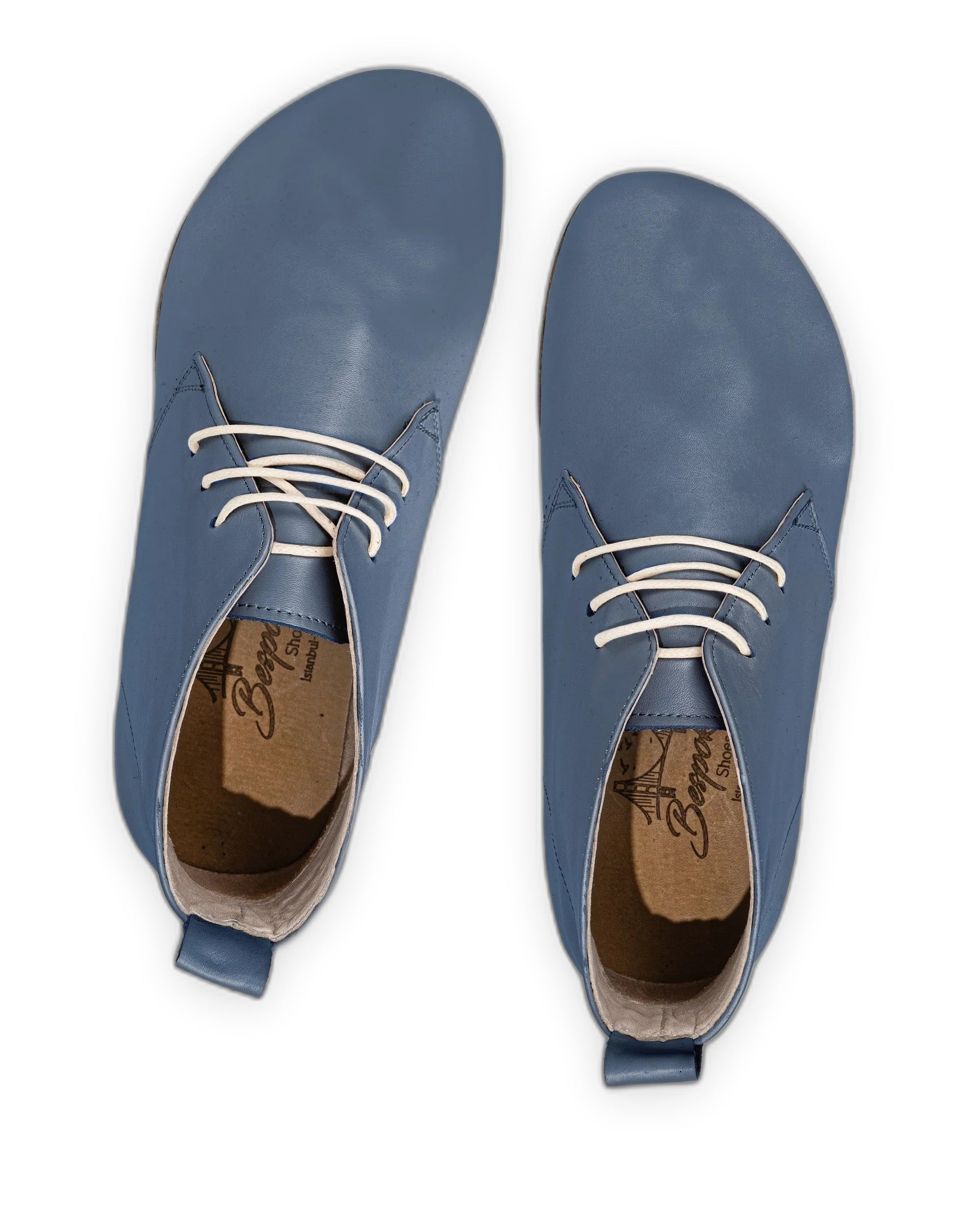 Side view Jean Blue Ankle Boots - Calf Leather Zero Drop | Bespoky