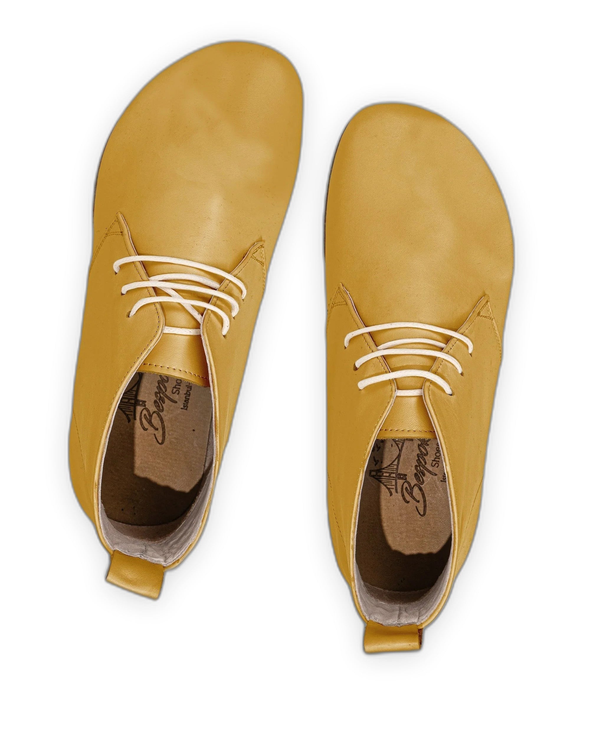Side view Mustard Ankle Boots - Calf Leather Zero Drop | Bespoky