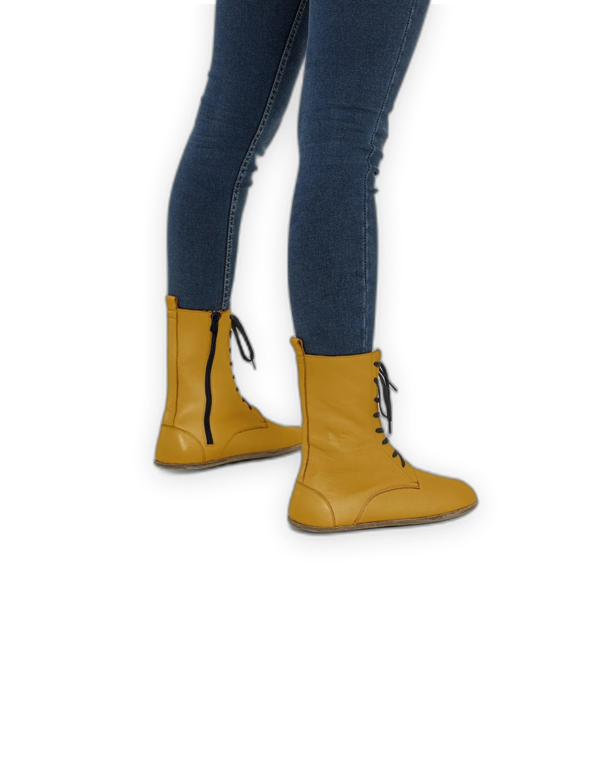 Detail Mustard Barefoot Boot - Handcrafted Calf Leather Turkey | Bespoky