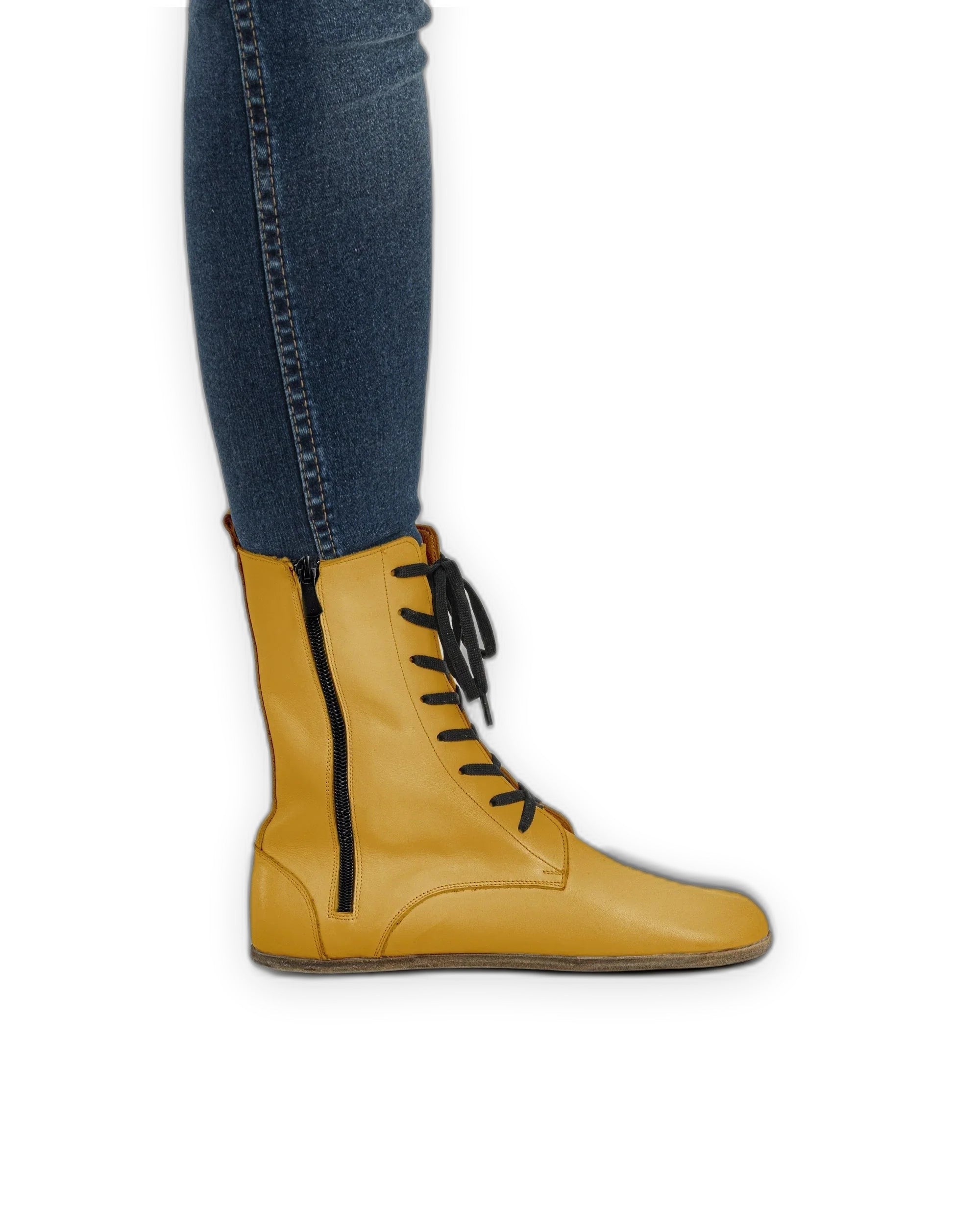 Pair Mustard Barefoot Boot - Barefoot Wide Toe Calf Leather | Bespoky