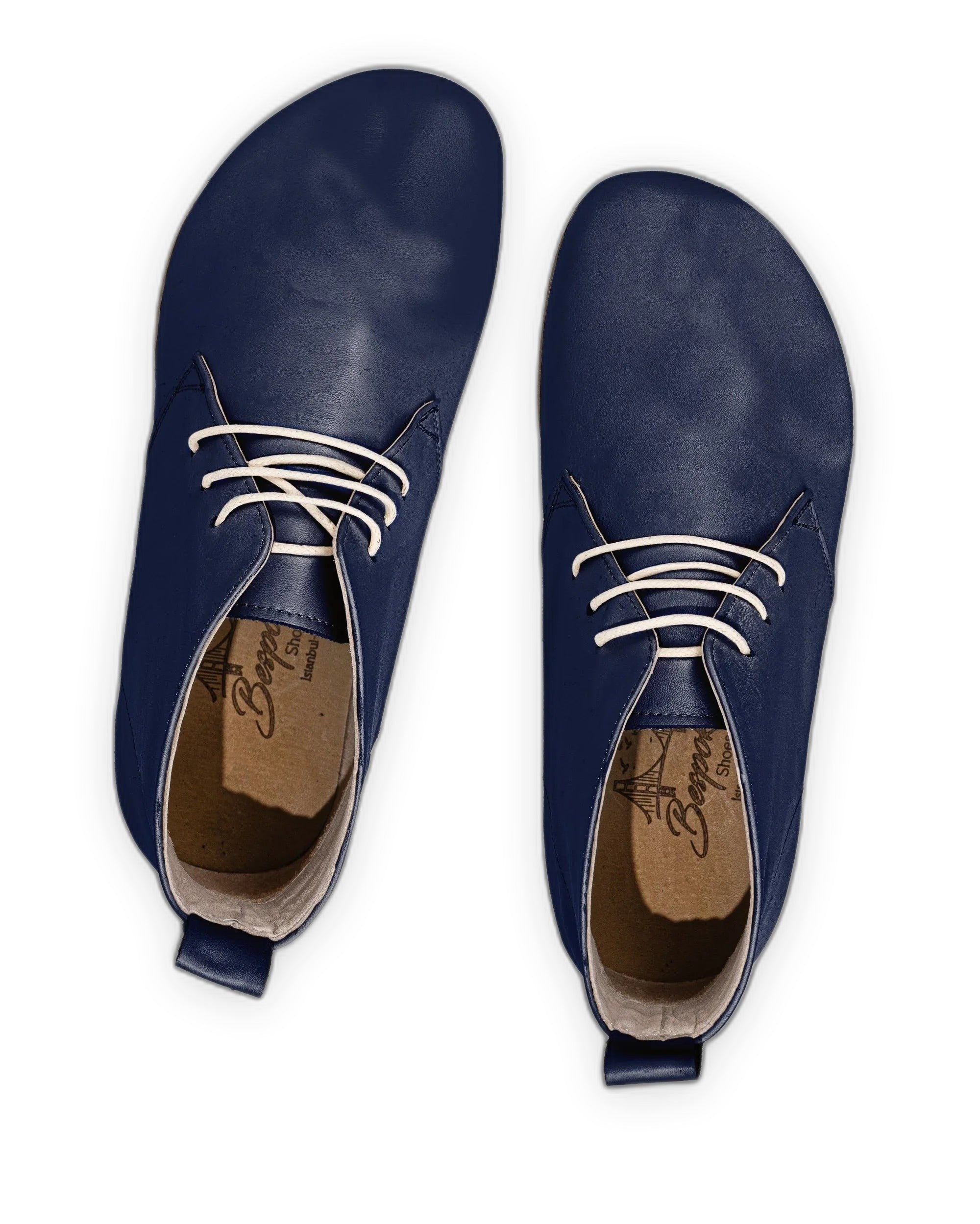 Side view Navy Blue Ankle Boots - Calf Leather Zero Drop | Bespoky