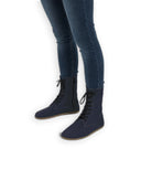 Women's Navy Barefoot Boot - Handcrafted Calf Leather Wide Toe Box | Bespoky