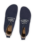 Side view Navy Nubuck Ankle Boots - Calf Leather Zero Drop | Bespoky