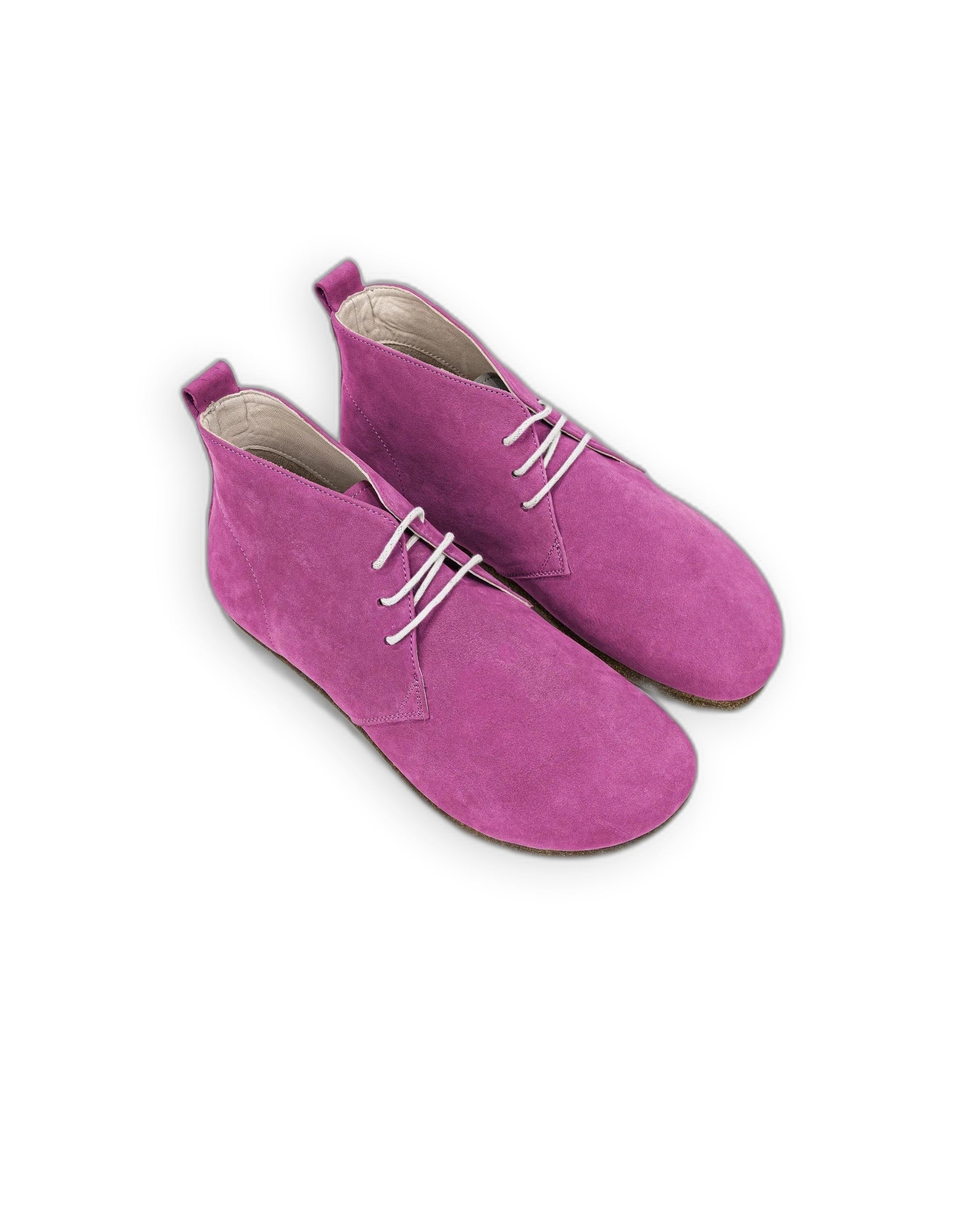 Women's Pink Nubuck Ankle Boots - Handcrafted Calf Leather Wide Toe Box | Bespoky
