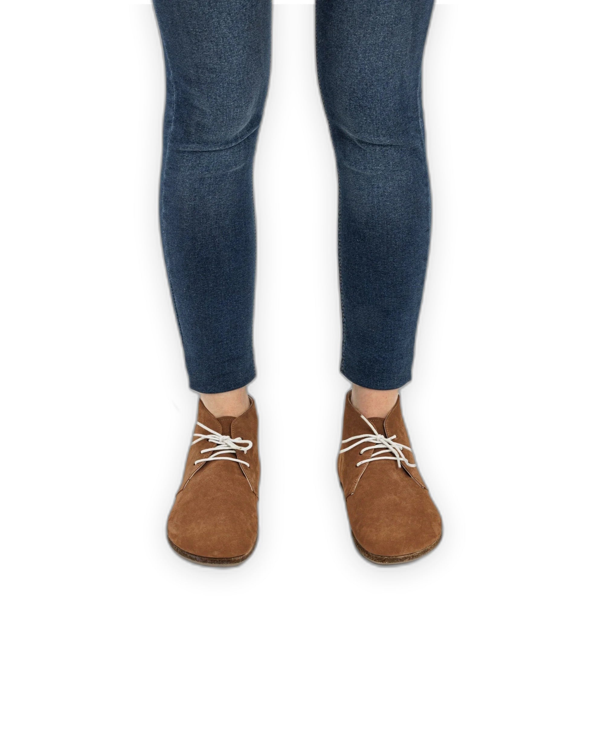 Pair Tan Nubuck Ankle Boots - Barefoot Wide Toe Calf Leather | Bespoky