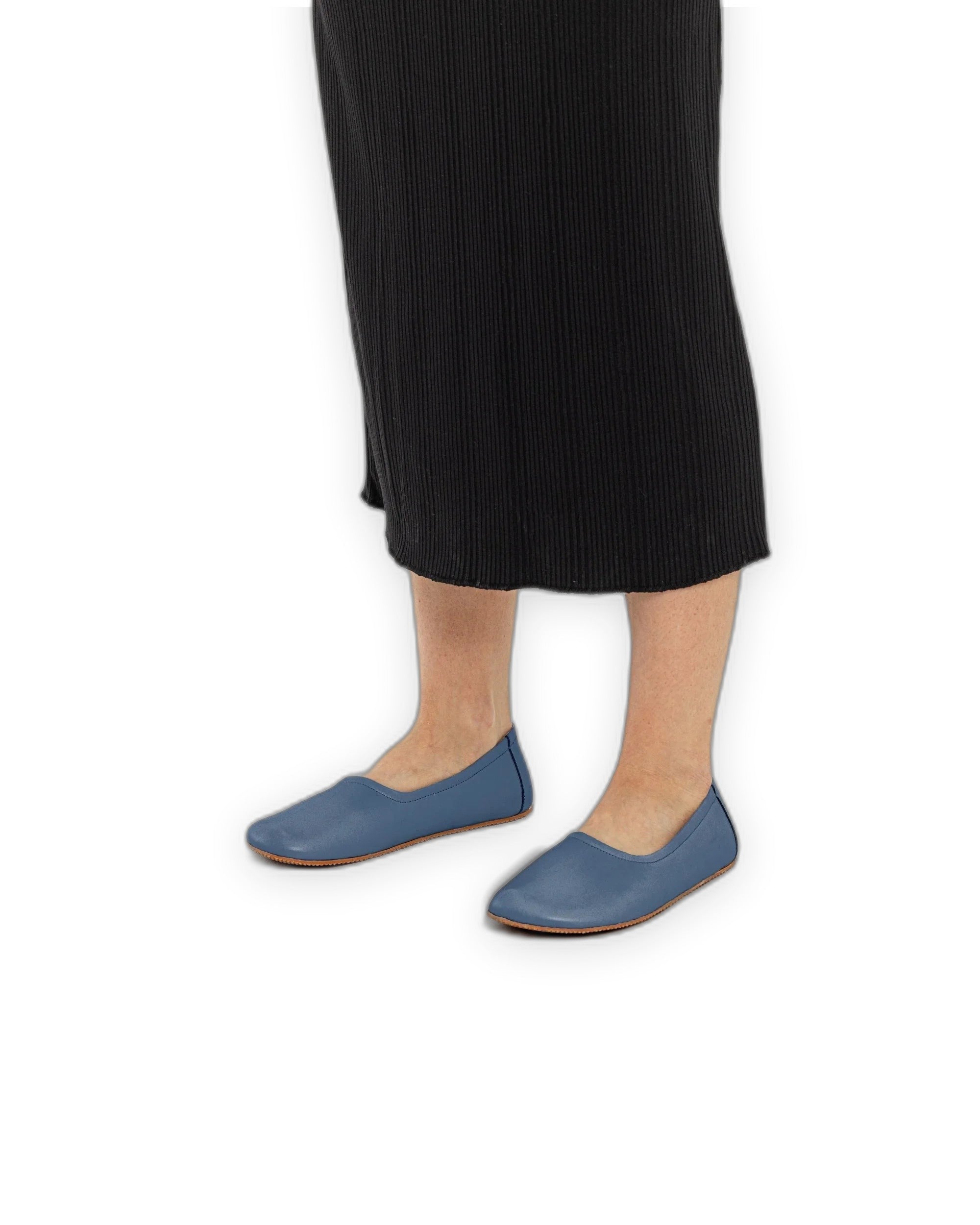 Pair Jean Blue Ballet Flats - Barefoot Wide Toe Calf Leather | Bespoky