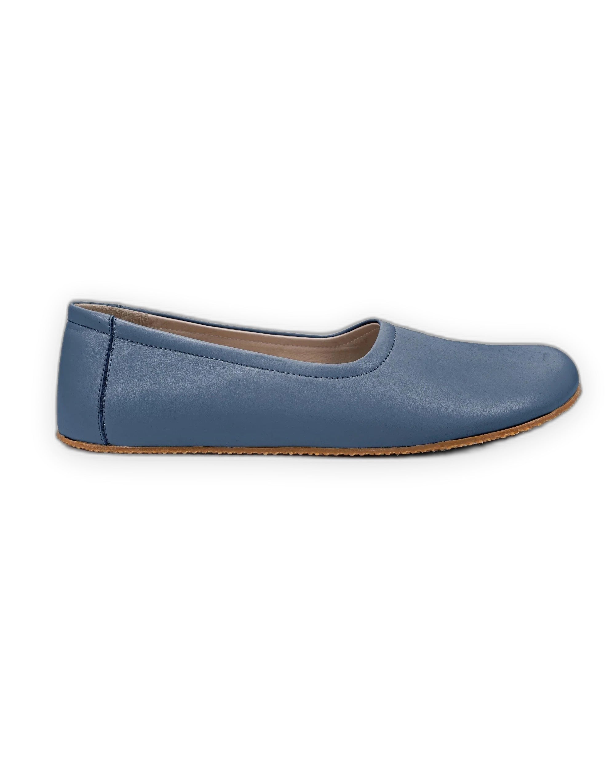 Close-up calf leather - Jean Blue Ballet Flats Detail | Bespoky