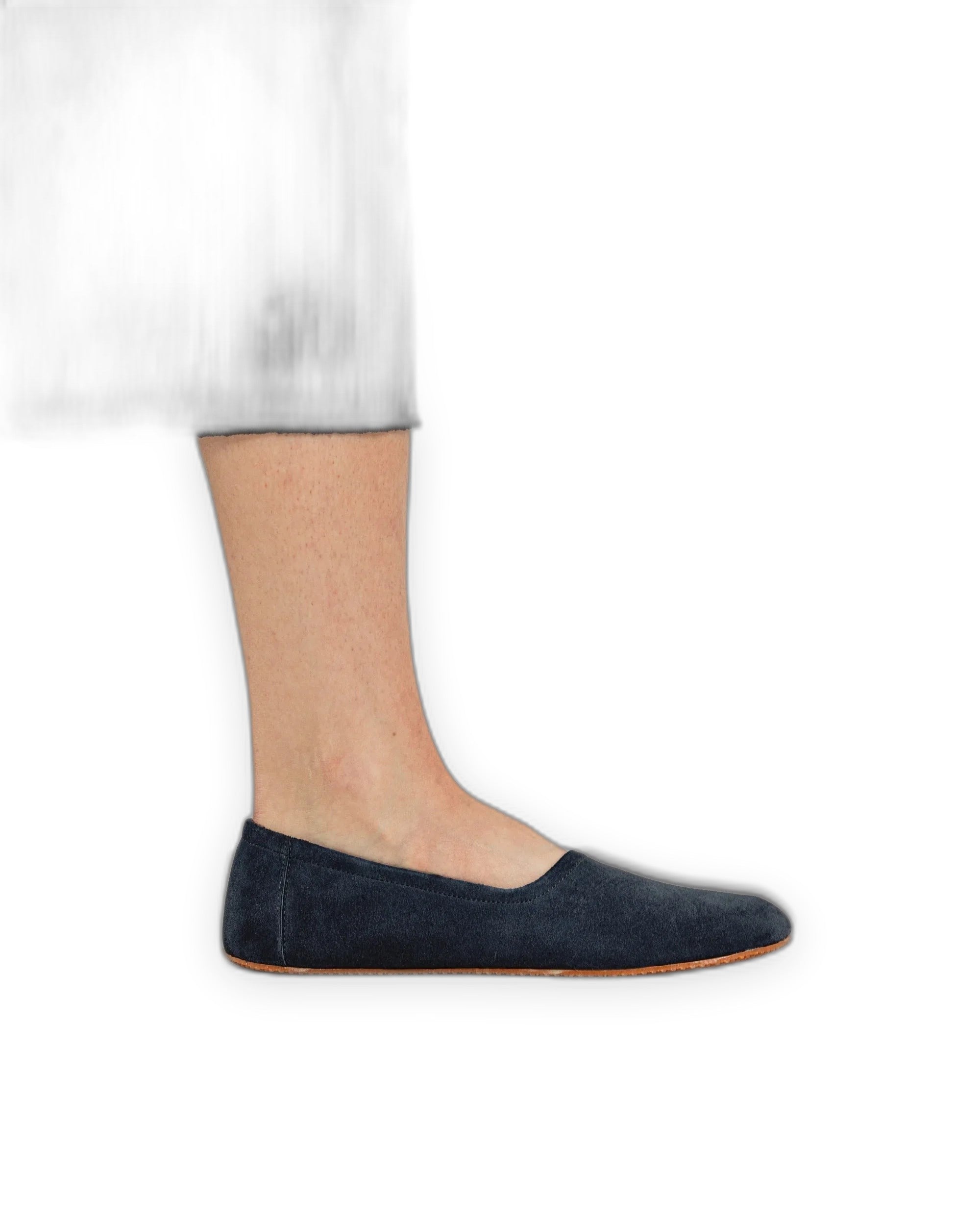 Pair Navy Ballet Flats - Barefoot Wide Toe Calf Leather | Bespoky