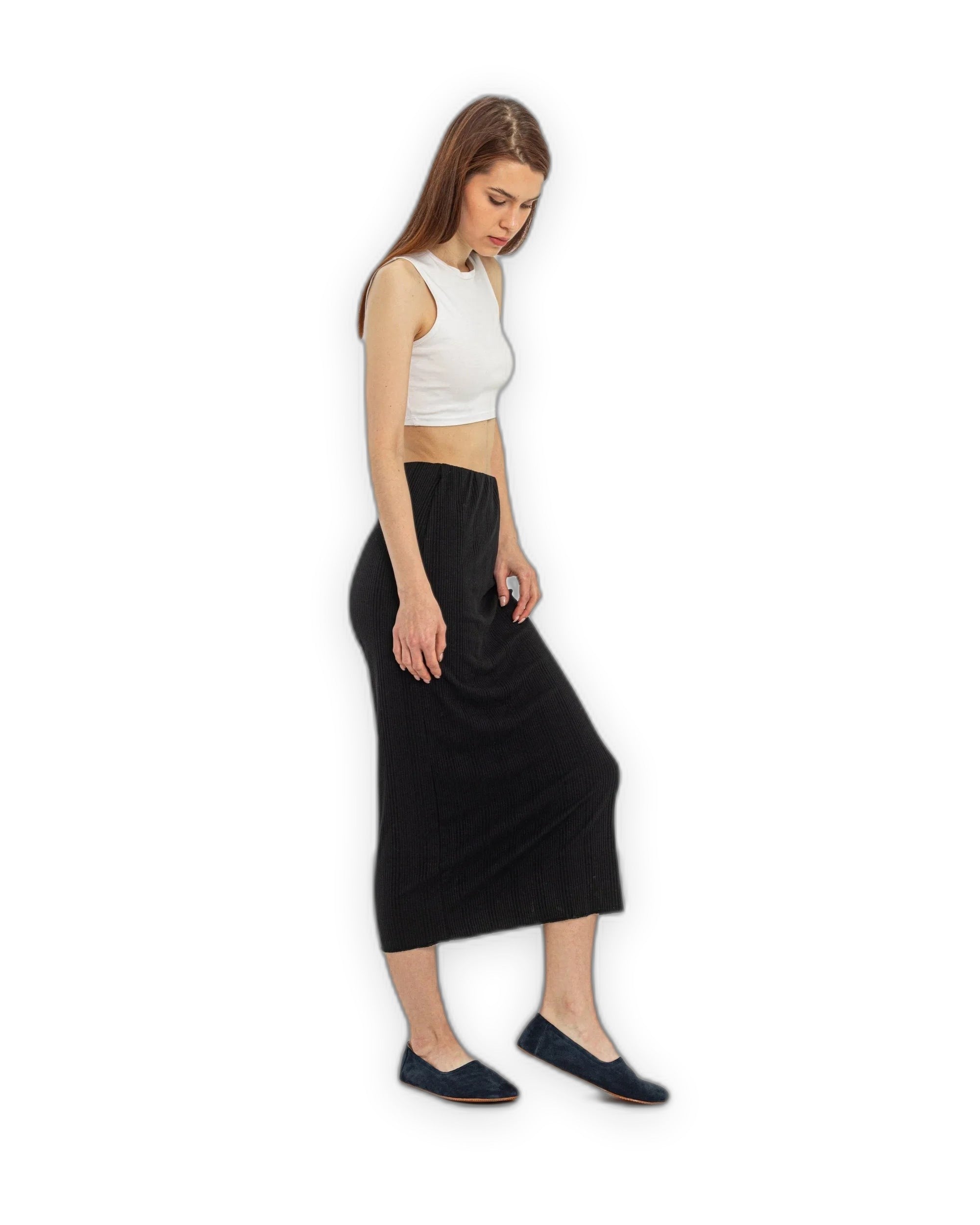 Back view Navy Ballet Flats - Calf Leather Handcrafted | Bespoky