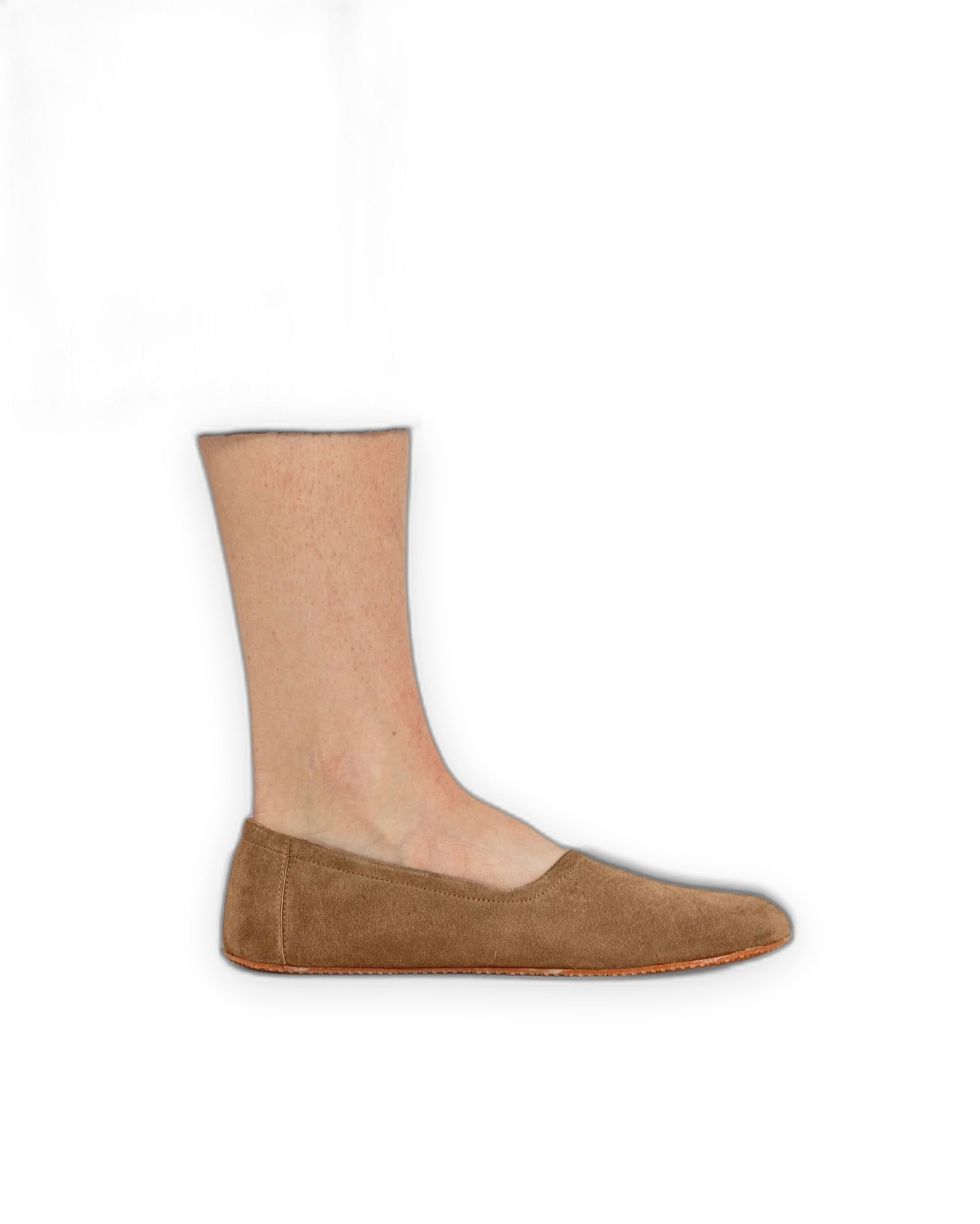 Pair Tan Ballet Flats - Barefoot Wide Toe Calf Leather | Bespoky