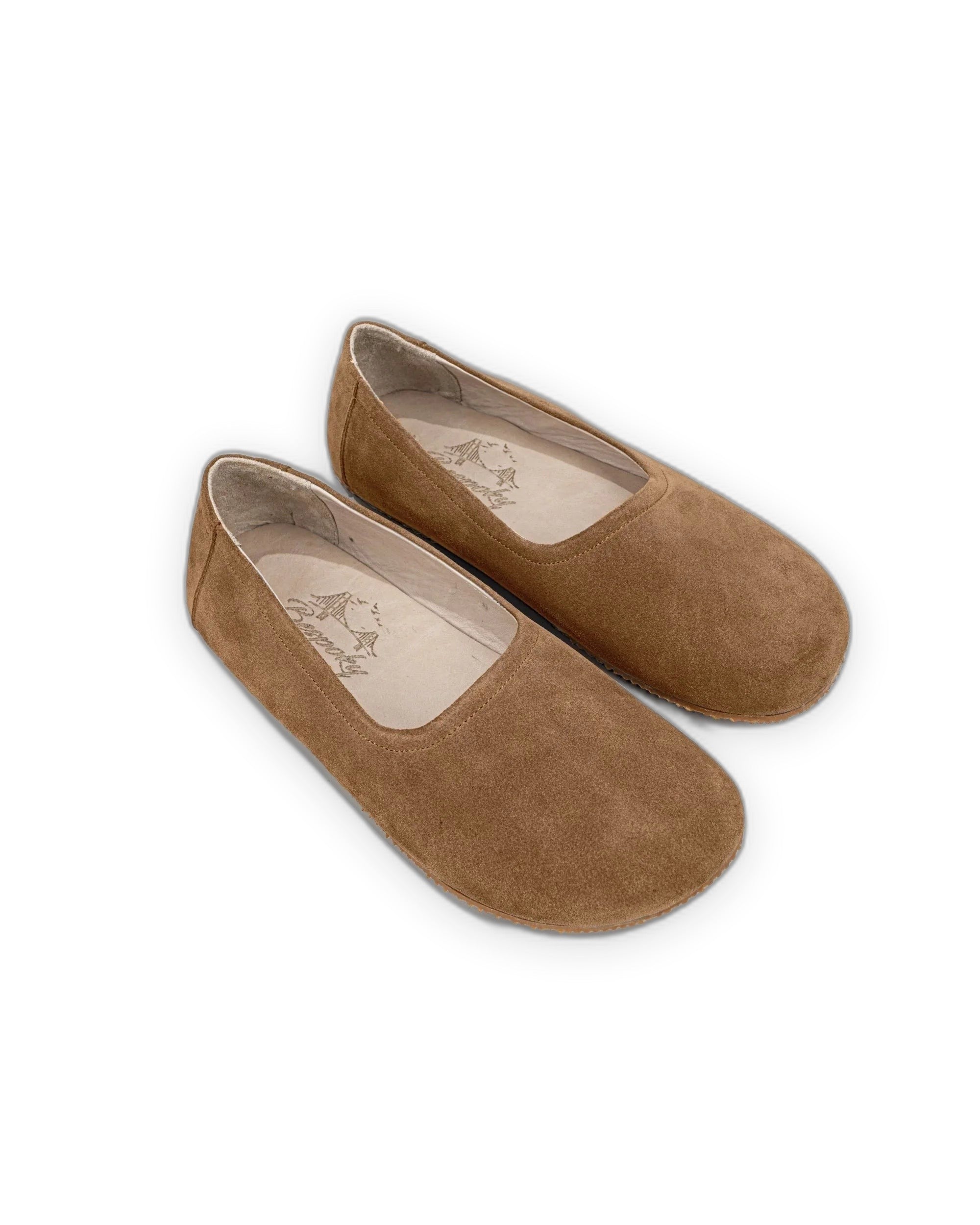 Women's Tan Ballet Flats - Handcrafted Calf Leather Wide Toe Box | Bespoky