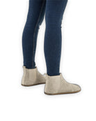 Pair Cream Suede Chelsea Boots - Barefoot Wide Toe Calf Leather | Bespoky