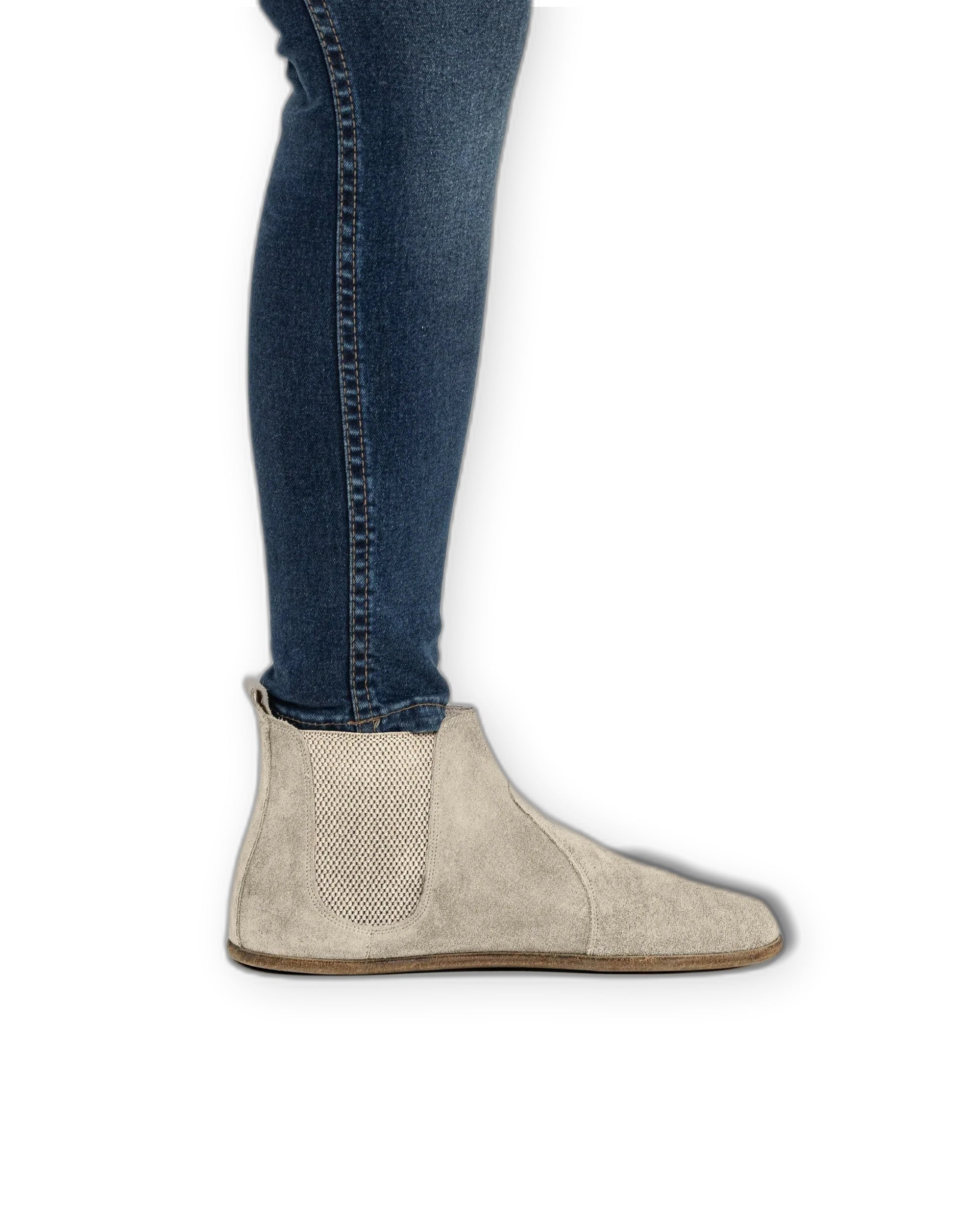 Back view Cream Suede Chelsea Boots - Calf Leather Handcrafted | Bespoky