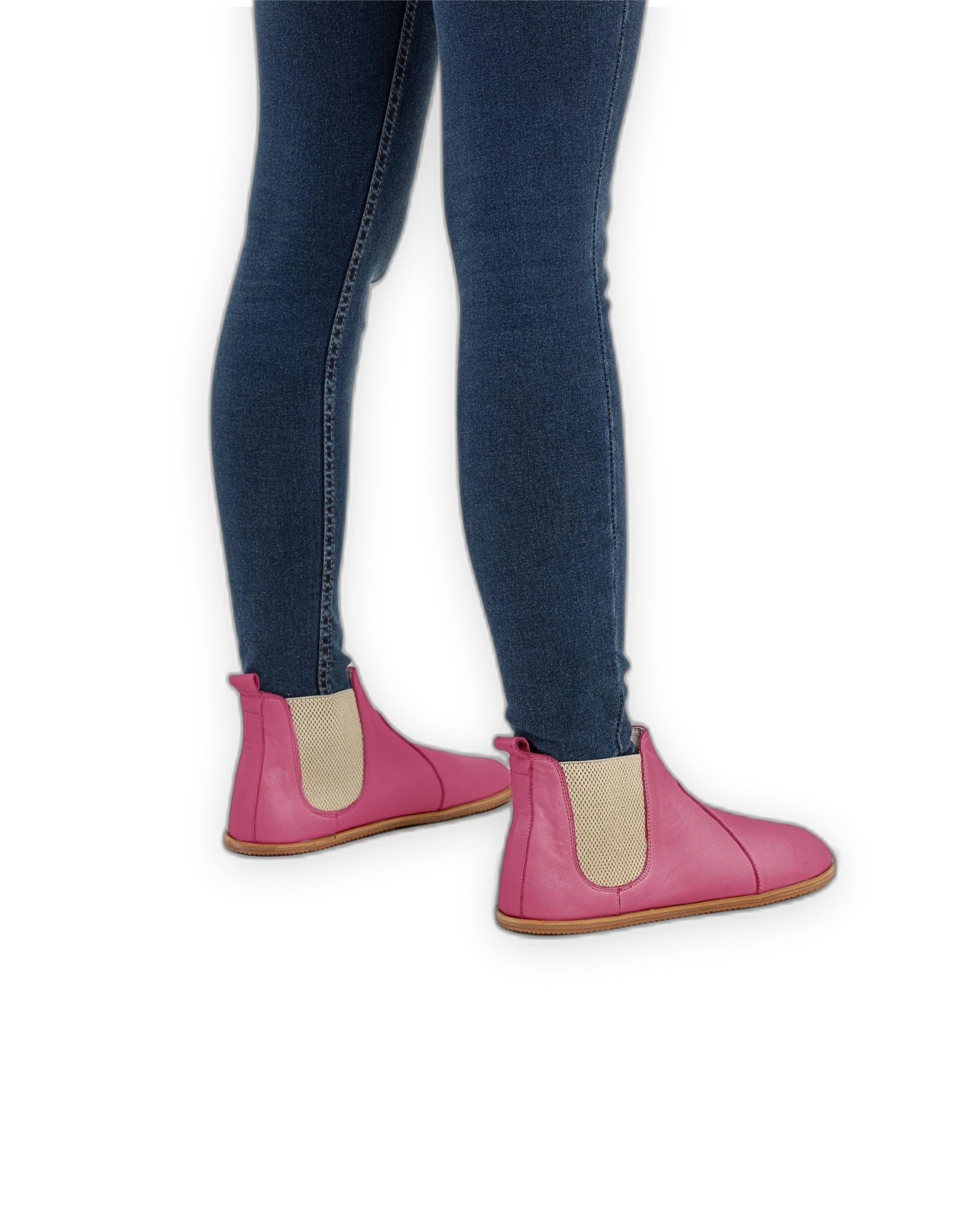 Pair Fuchsia Chelsea Boots - Barefoot Wide Toe Calf Leather | Bespoky