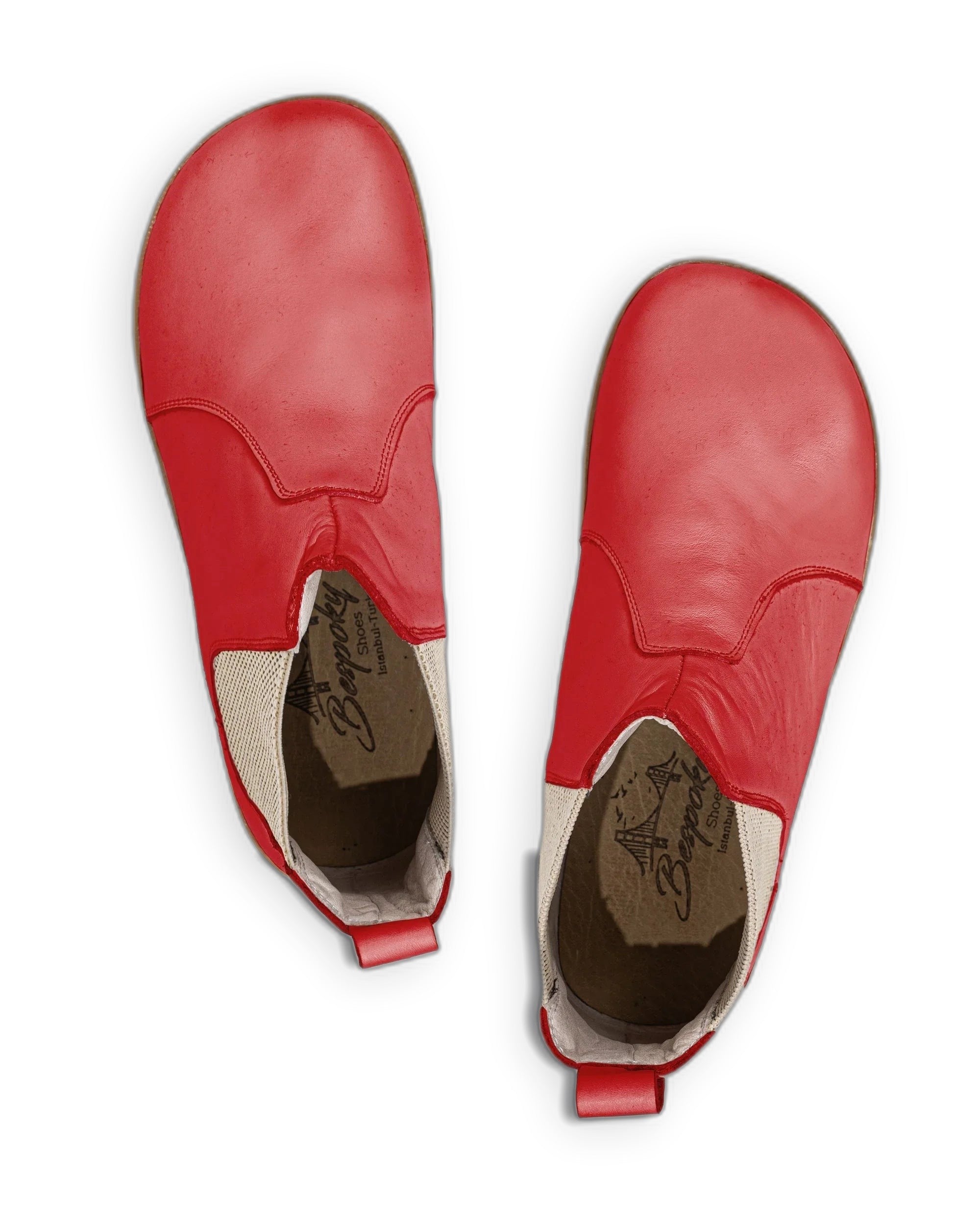 Men's Red Chelsea Boots - Handcrafted Calf Leather Wide Toe Box | Bespoky