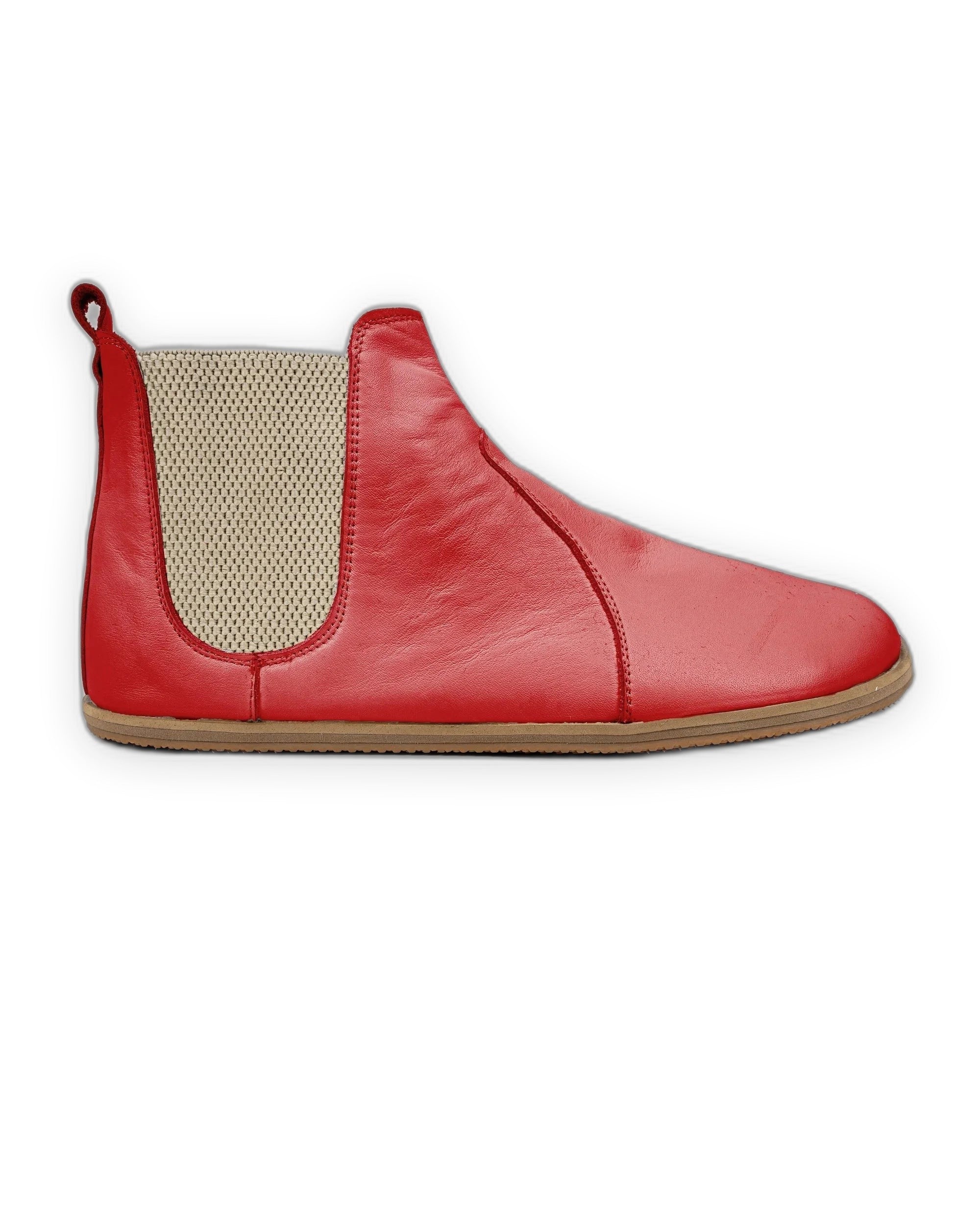 Side view Red Chelsea Boots - Calf Leather Zero Drop | Bespoky